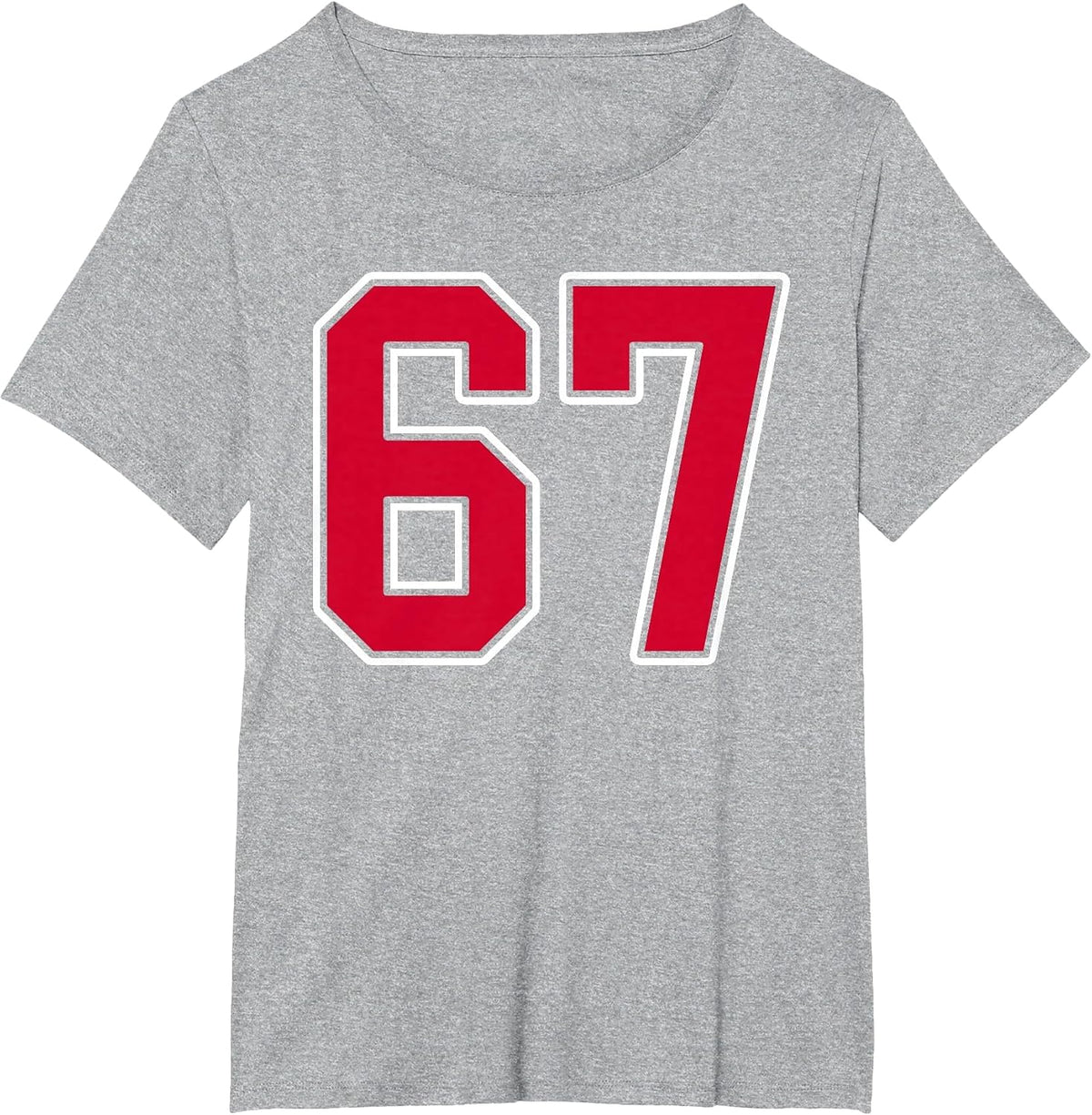Red White Number 67 Jersey Player Uniform #67 T-Shirt - Heather Grey