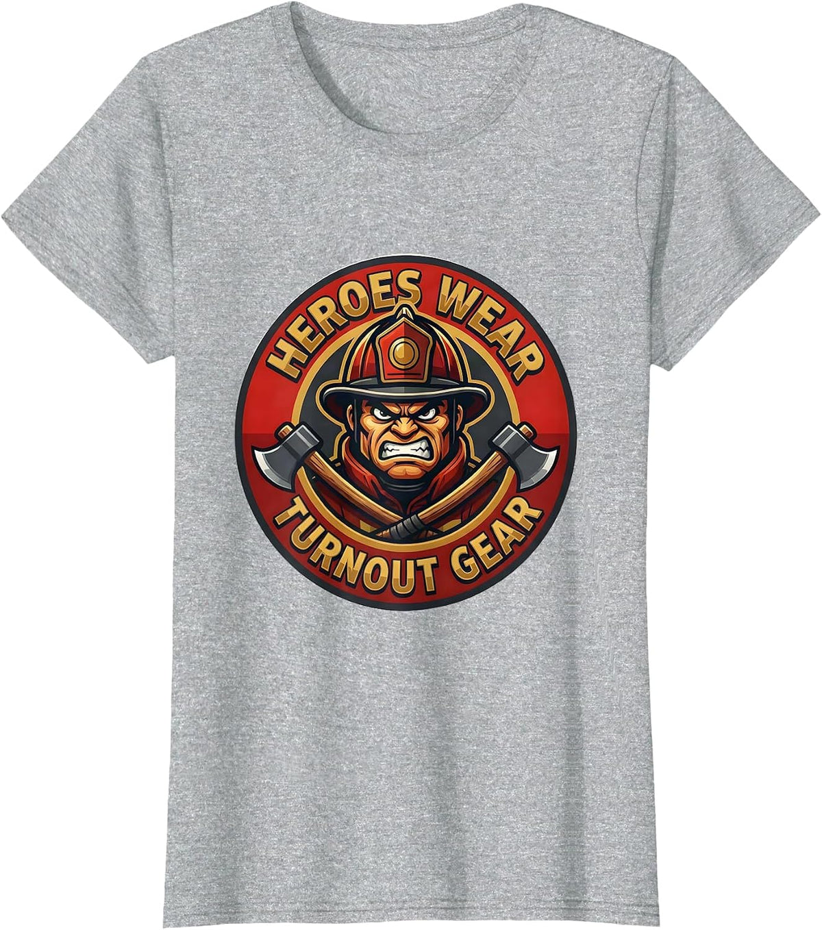 Women's Heroes Wear Turnout Gear Firefighter Design T-Shirt - Heather Grey