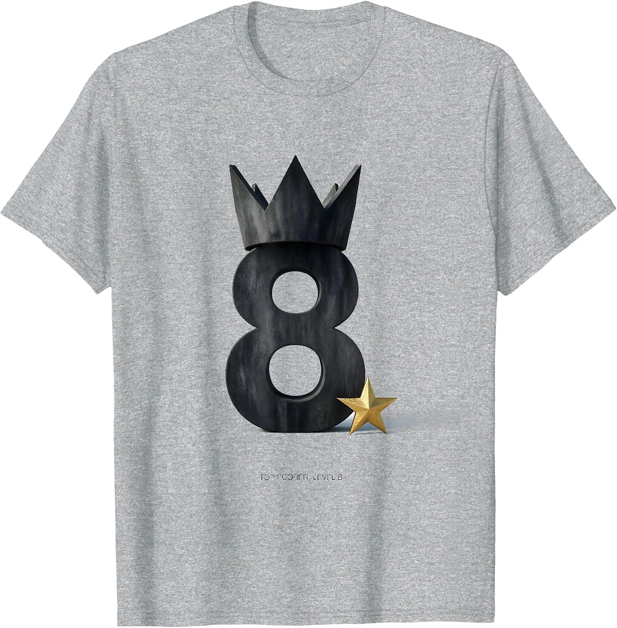 Men's Top Scorer Level 8 Minimalist Gaming Birthday Milestone T-Shirt - Heather Grey