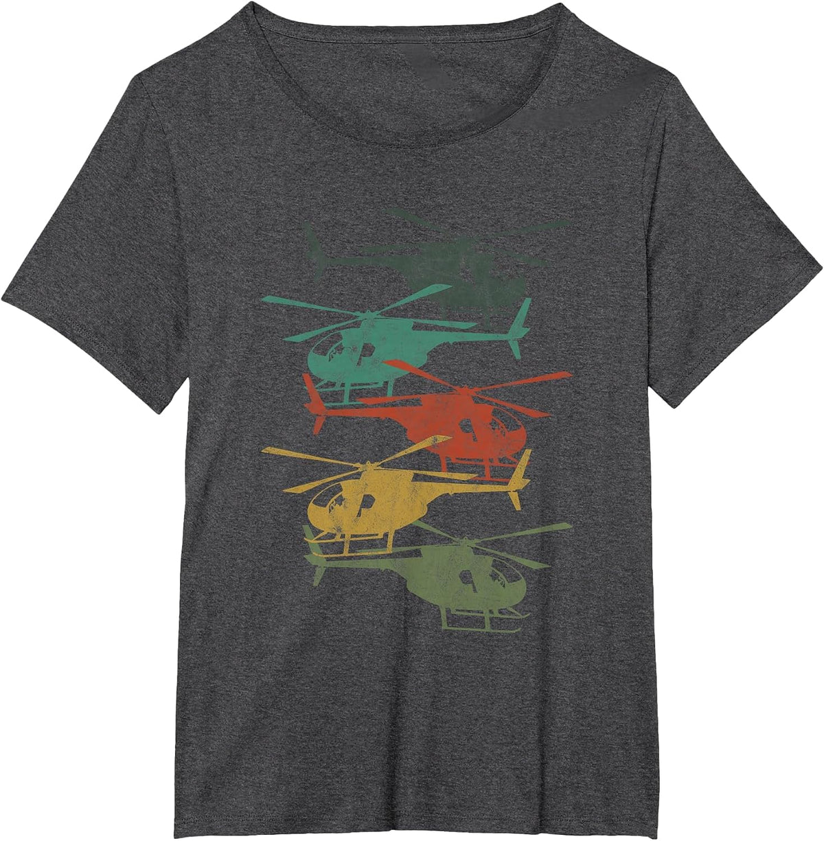 Retro Aircraft Helicopter Lover Pilot Aviation T-Shirt - Dark Heather Grey