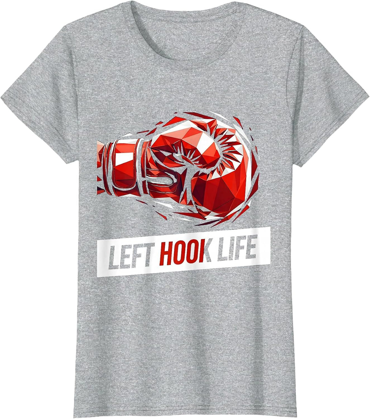 Left Hook Life Boxing Graphic Design T-Shirt - Heather Grey