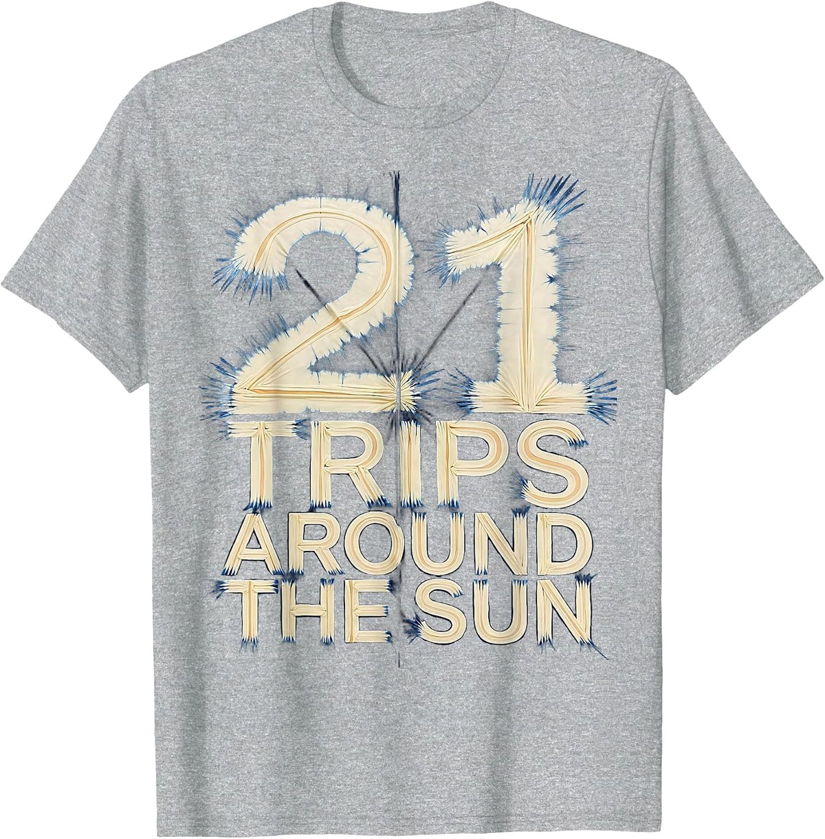 Men's 21 Trips Around the Sun Birthday Design T-Shirt - Heather Grey