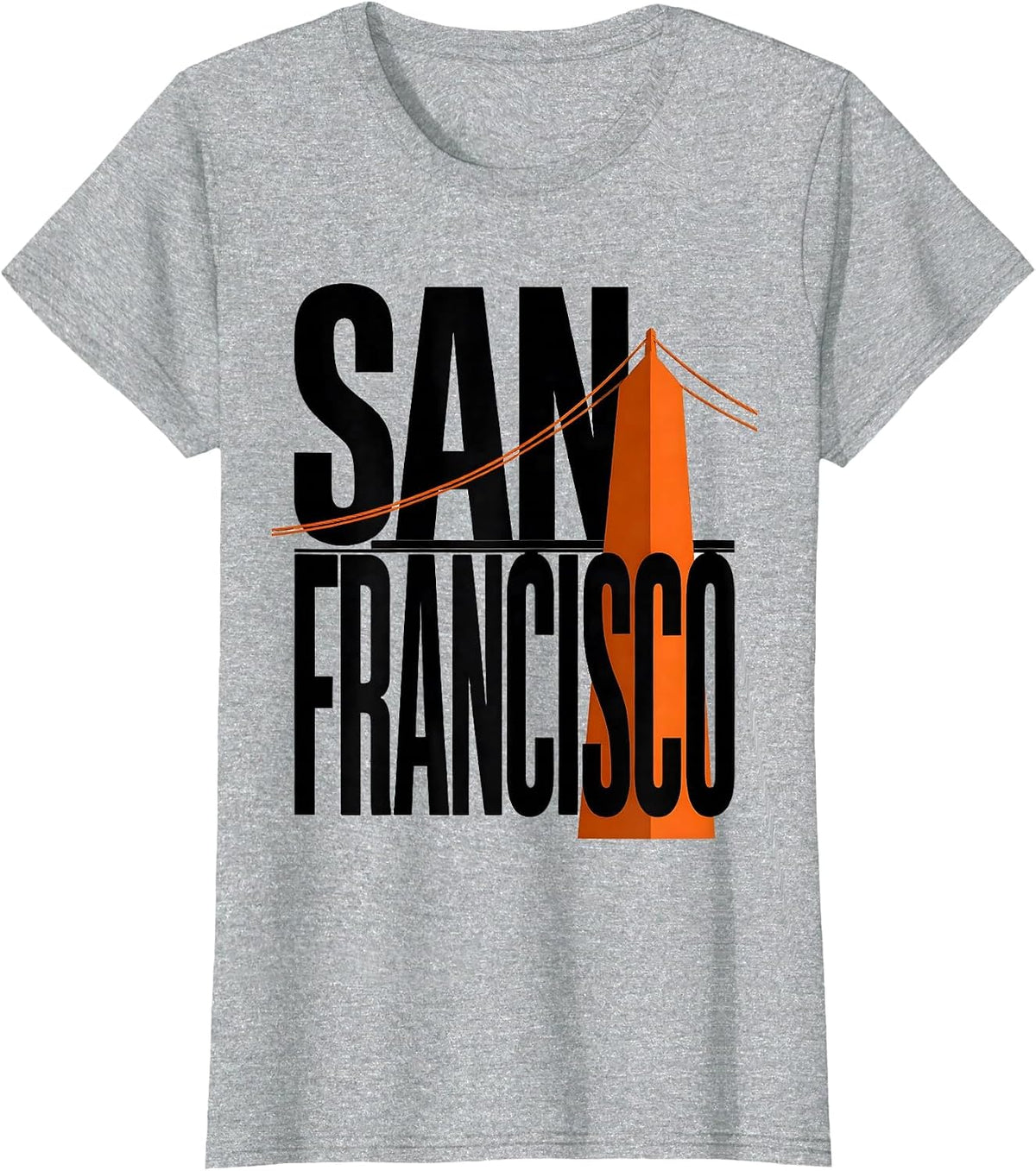 San Francisco Golden Gate Bridge Souvenir Gift Design T-Shirt - Heather Grey