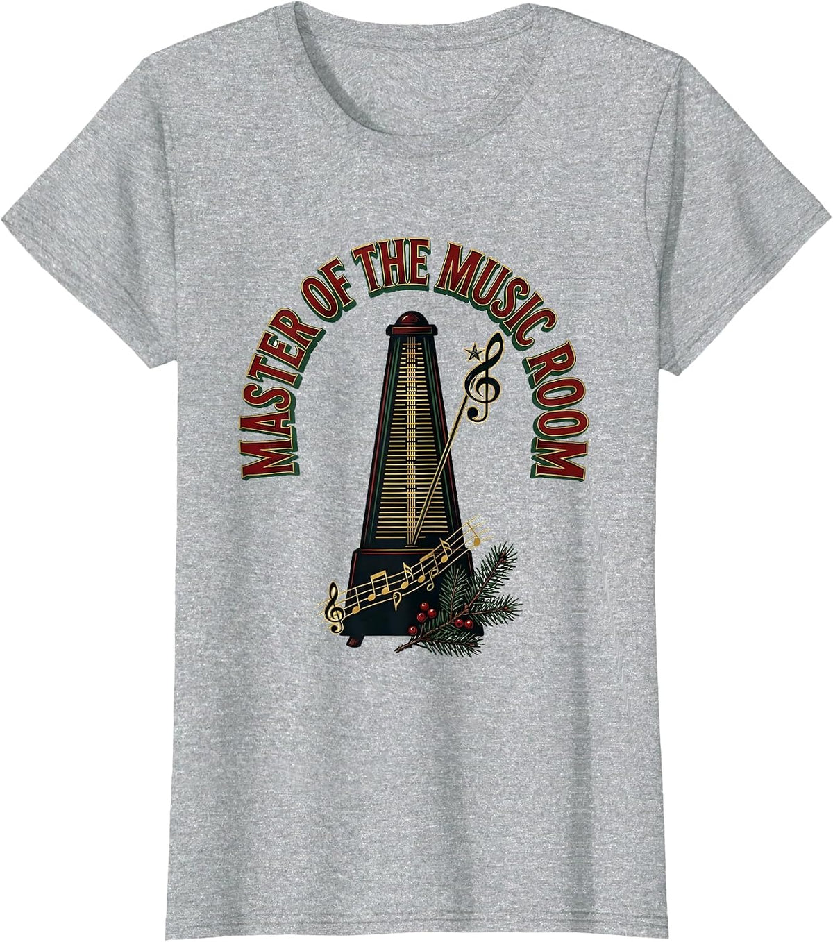 Master Of The Music Room Festive Music Teacher Christmas T-Shirt - Heather Grey