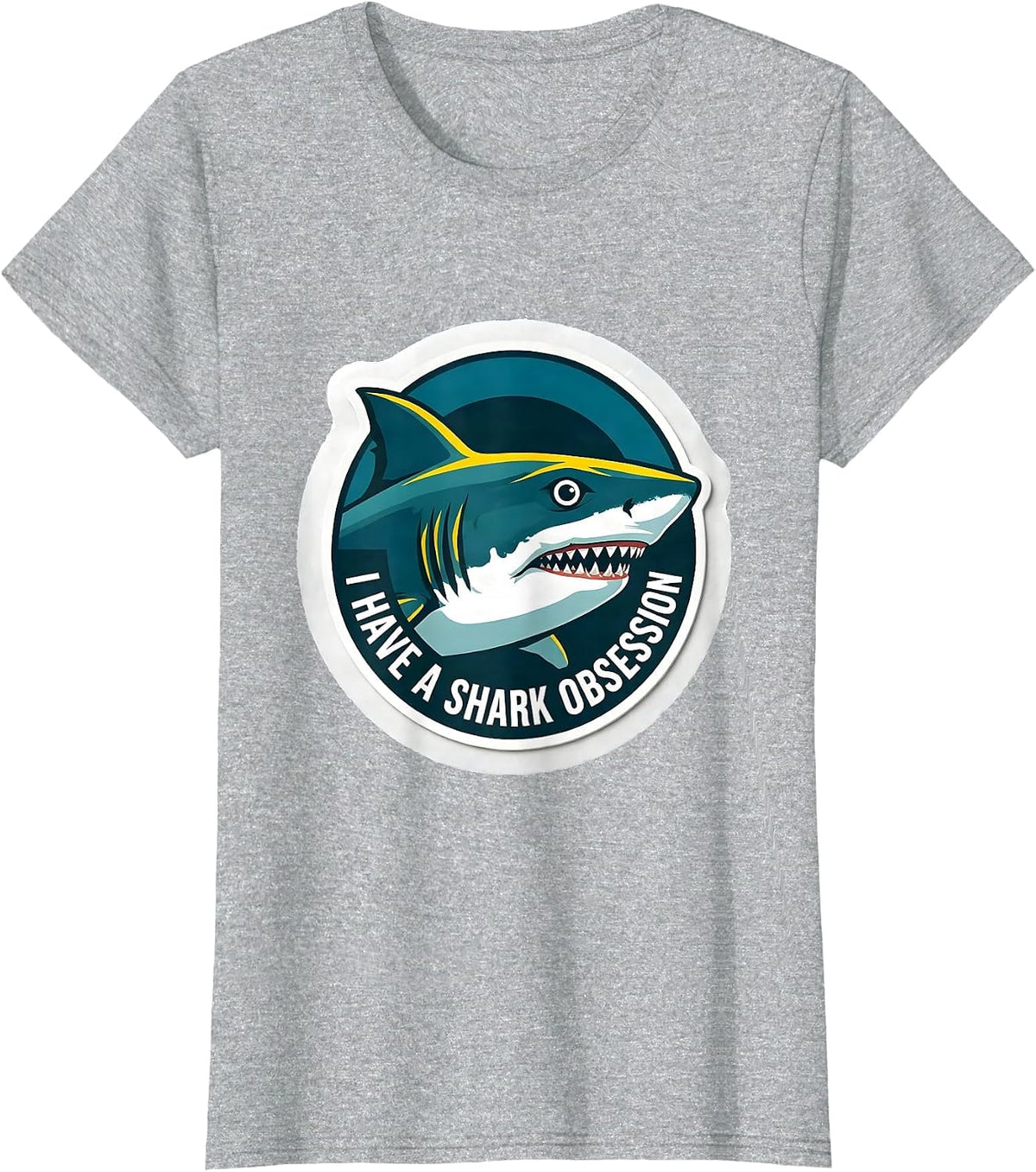 Women's I Have A Shark Obsession Funny Shark Lover Ocean Humor Gift T-Shirt - Heather Grey
