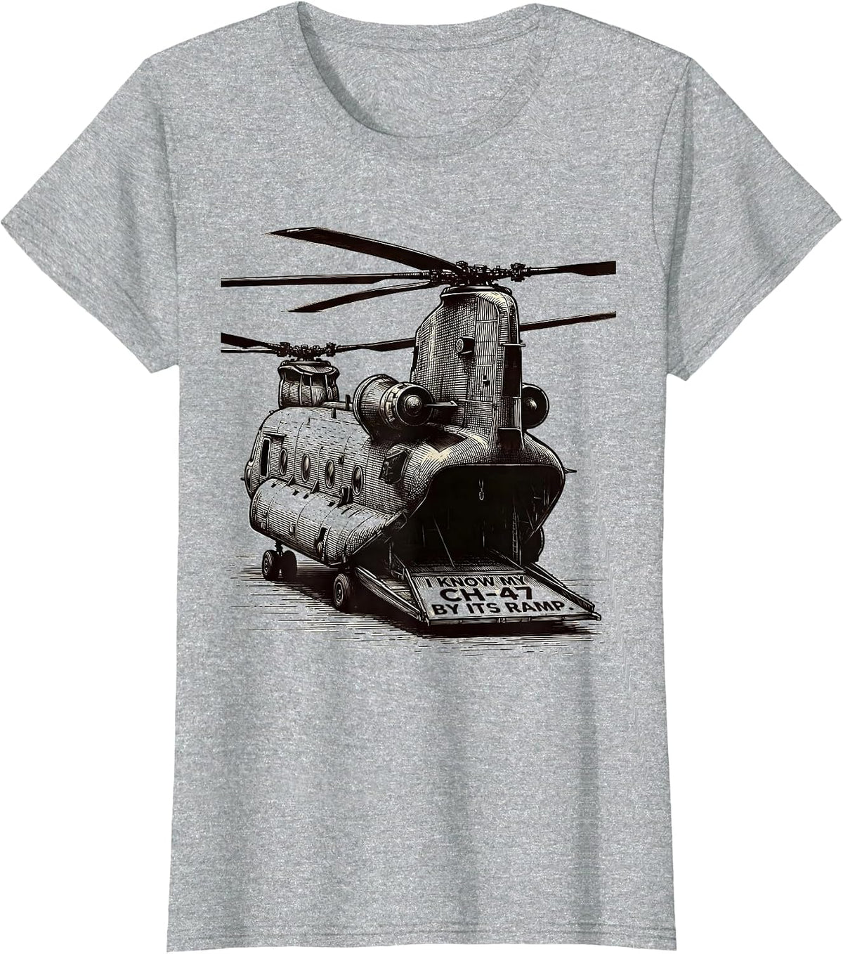I Know My CH-47 By Its Ramp Veteran Helicopter Pilot T-Shirt - Heather Grey