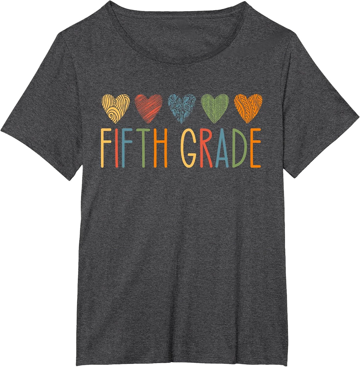 Fifth Grade Teacher Life 5th Grade Back to School Heart Love T-Shirt - Dark Heather Grey
