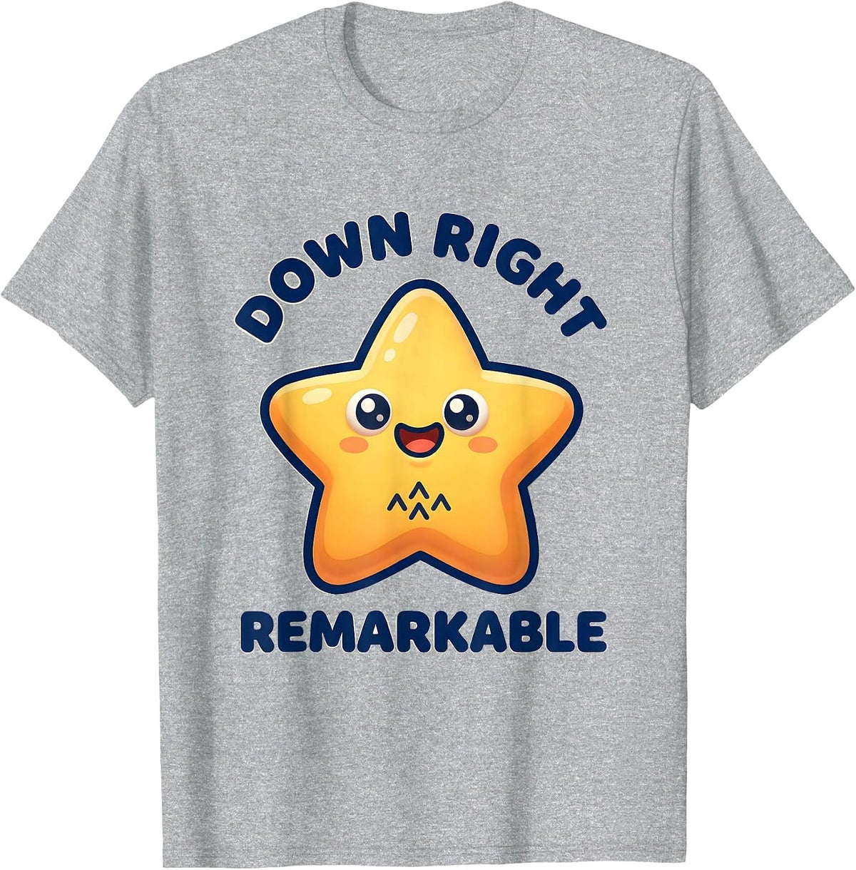 Men's Down Right Remarkable Cute Kawaii Down Syndrome Awareness T-Shirt - Heather Grey