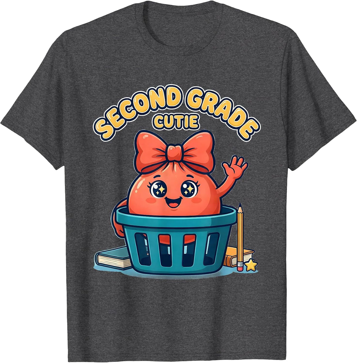 Second Grade Cutie Cute Dumpling Back to School Girl Teacher T-Shirt - Dark Heather Grey