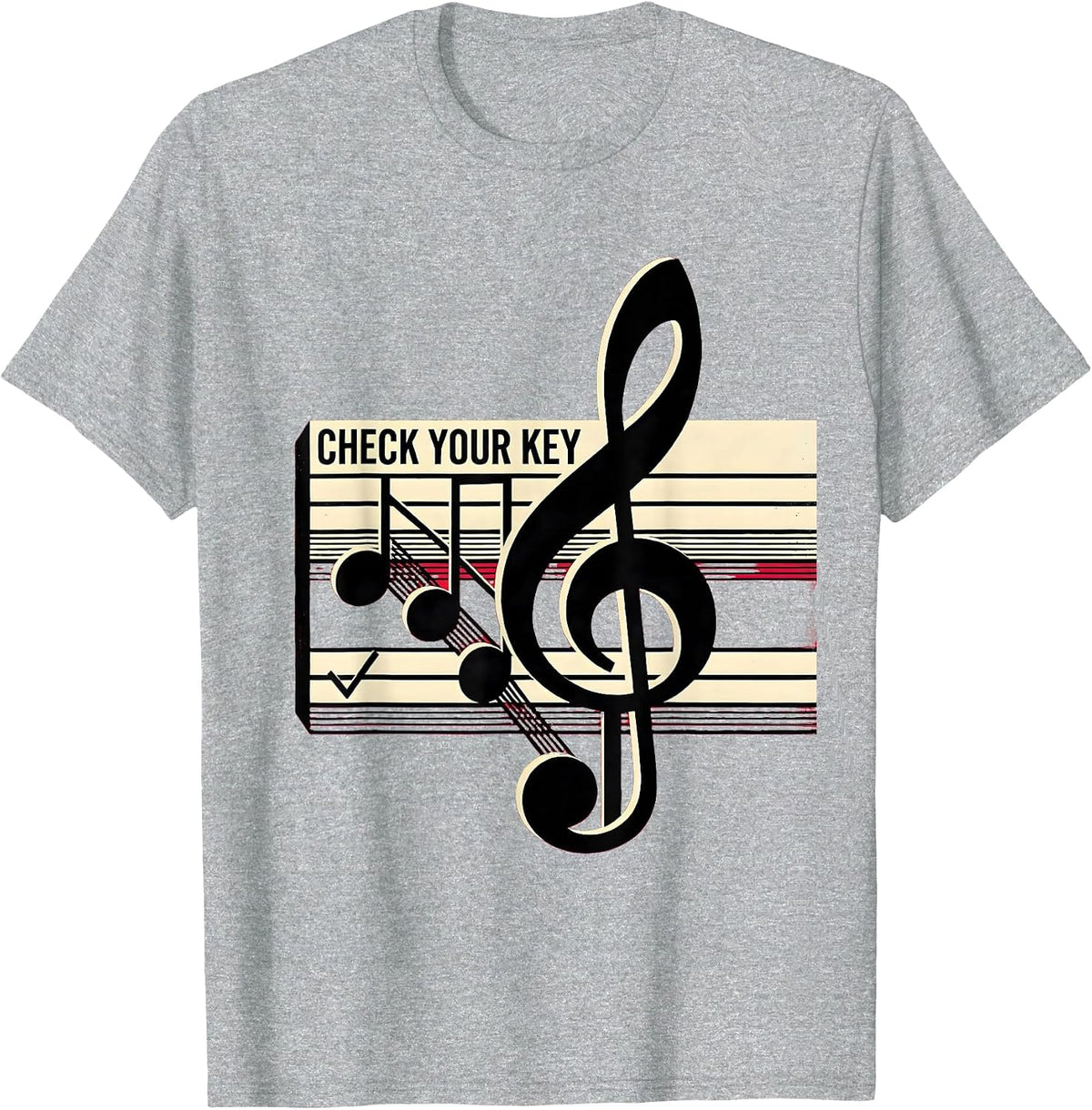 Men's Check Your Key Funny Music Teacher Gift Idea T-Shirt - Heather Grey