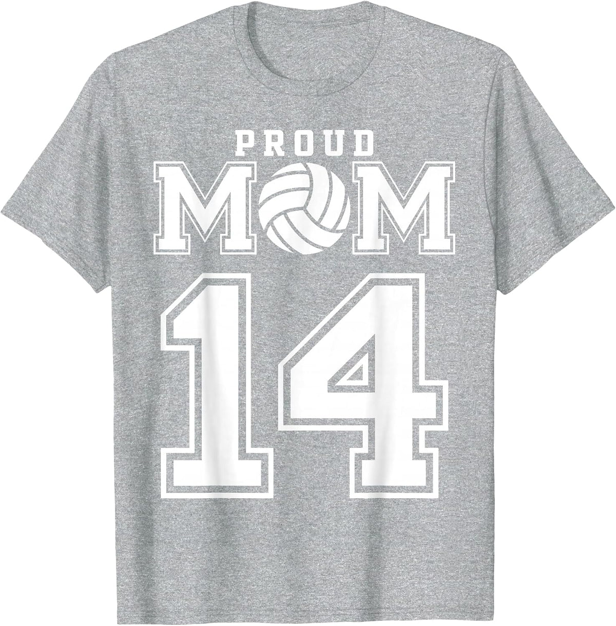 Custom Proud Volleyball Mom Number 14 Personalized Women T-Shirt - Heather Grey