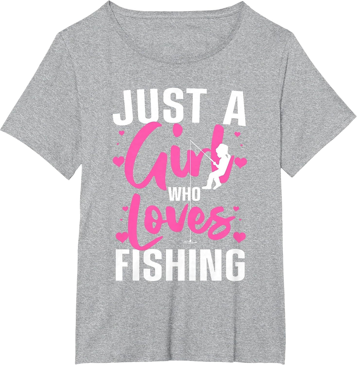 Fun Fishing Design for Girls Women Kids Fishermen Fish Lovers T-Shirt - Heather Grey