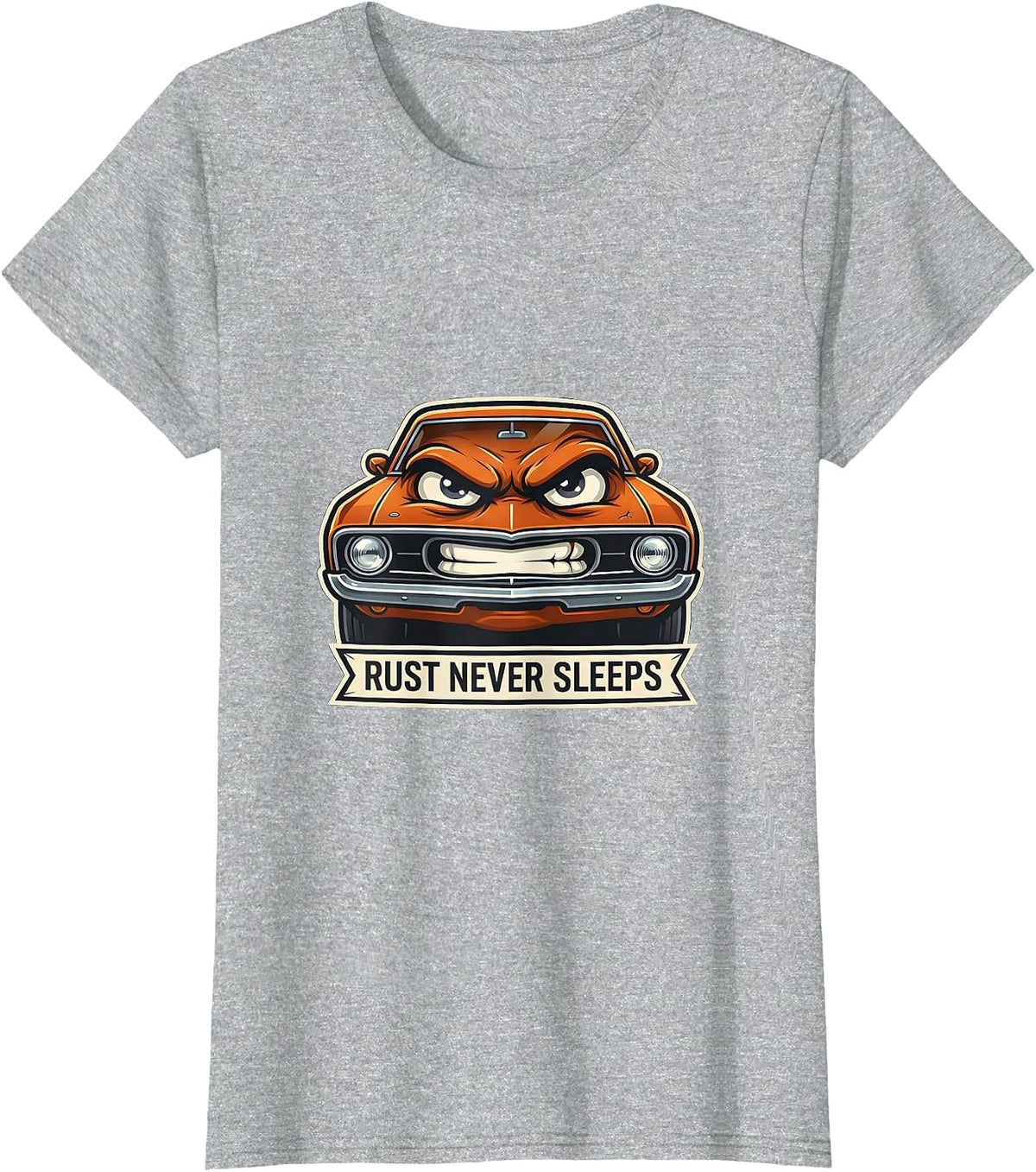 Women's Rust Never Sleeps Classic Car Enthusiast Design T-Shirt - Heather Grey