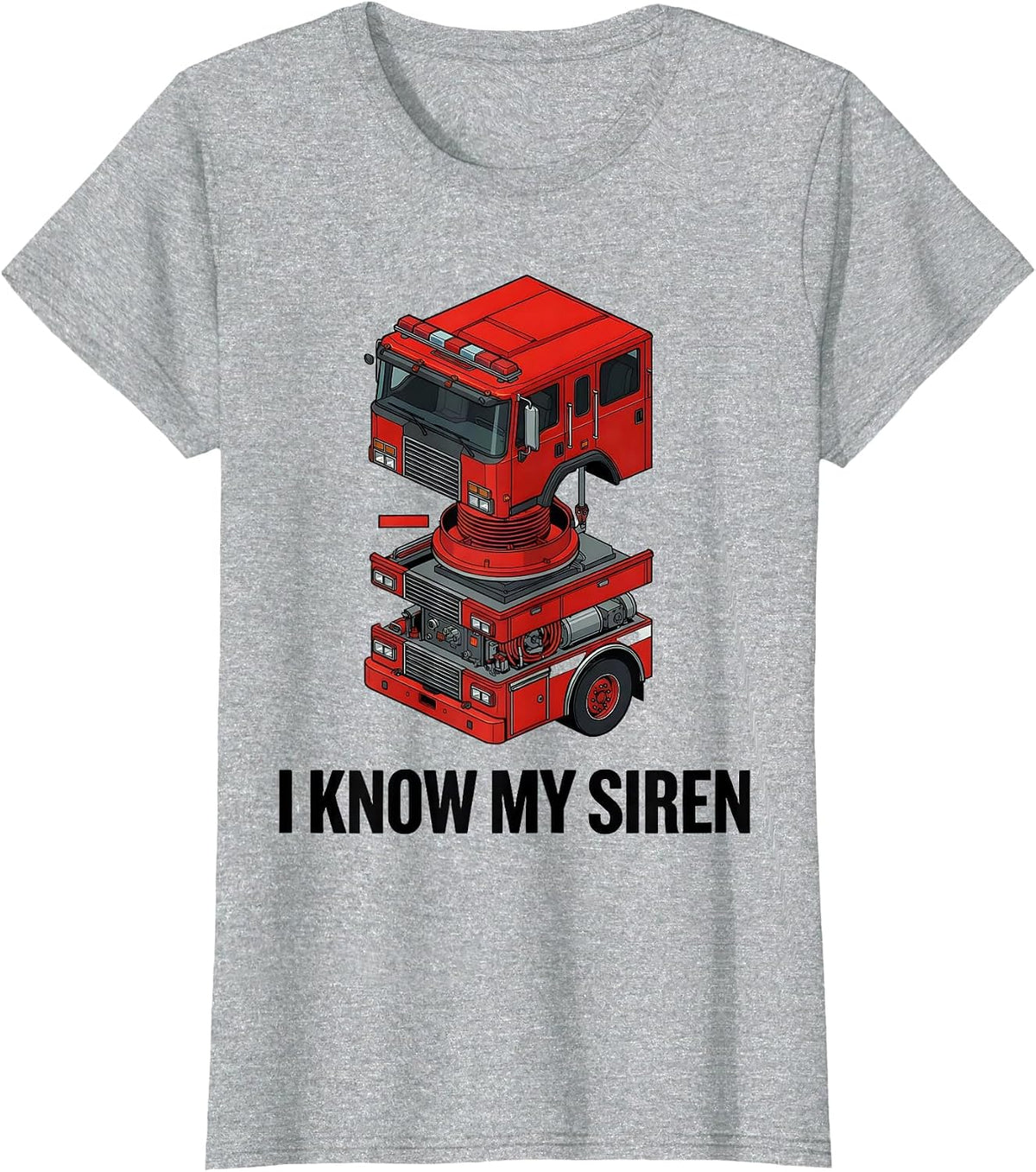 I Know My Siren Exploded Fire Truck Kids Future Firefighter T-Shirt - Heather Grey