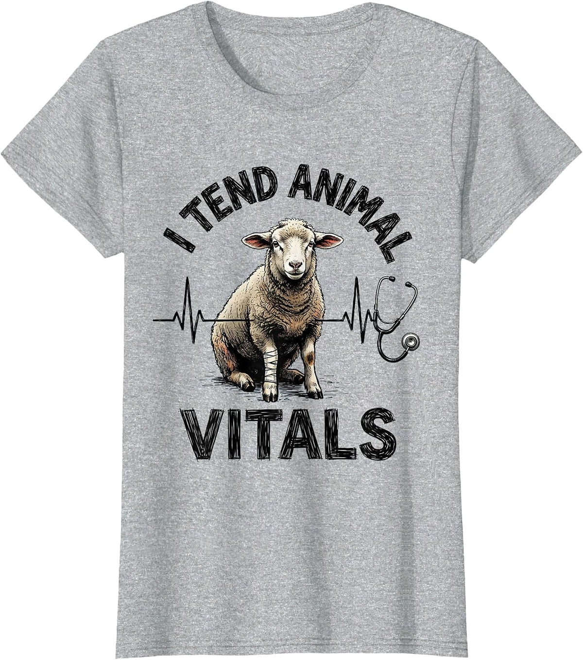 I Tend Animal Vitals Funny Vet Tech Veterinary Medicine Gift T-Shirt - Heather Grey