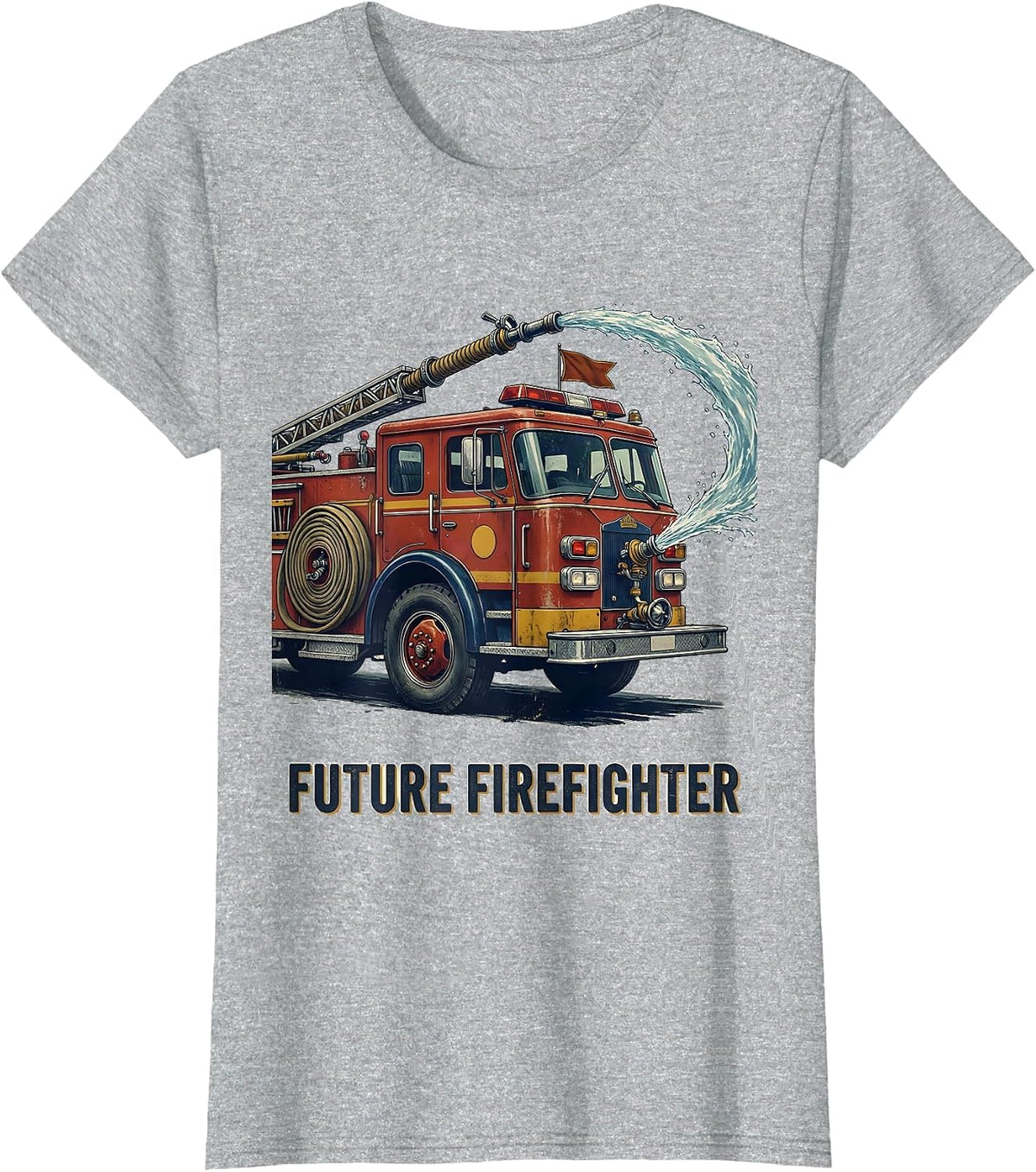 Women's Future Firefighter Vintage Toddler Boy Fire Truck Birthday T-Shirt - Heather Grey
