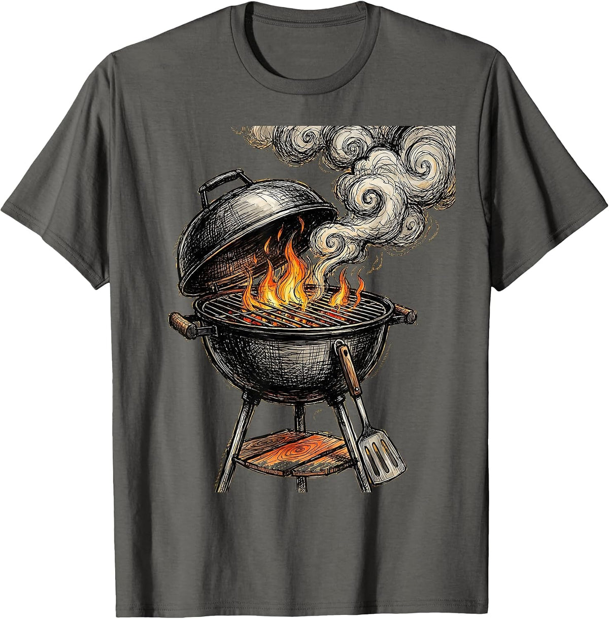 Live Like Charlie Backyard Grill Graphic Tee T-Shirt - Asphalt Grey
