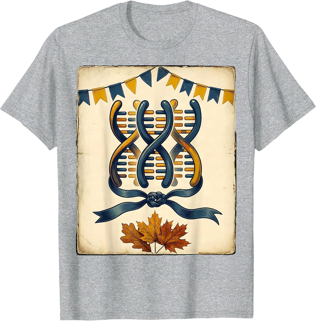 Men's Vintage Chromosome Ribbon October Down Syndrome Awareness T-Shirt - Heather Grey