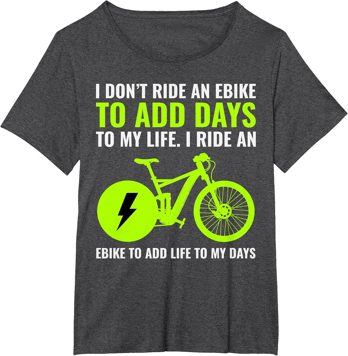 E-Bike Electric-Bike E-Cyclist Bicycling Rider Bicycle Lover T-Shirt - Dark Heather Grey