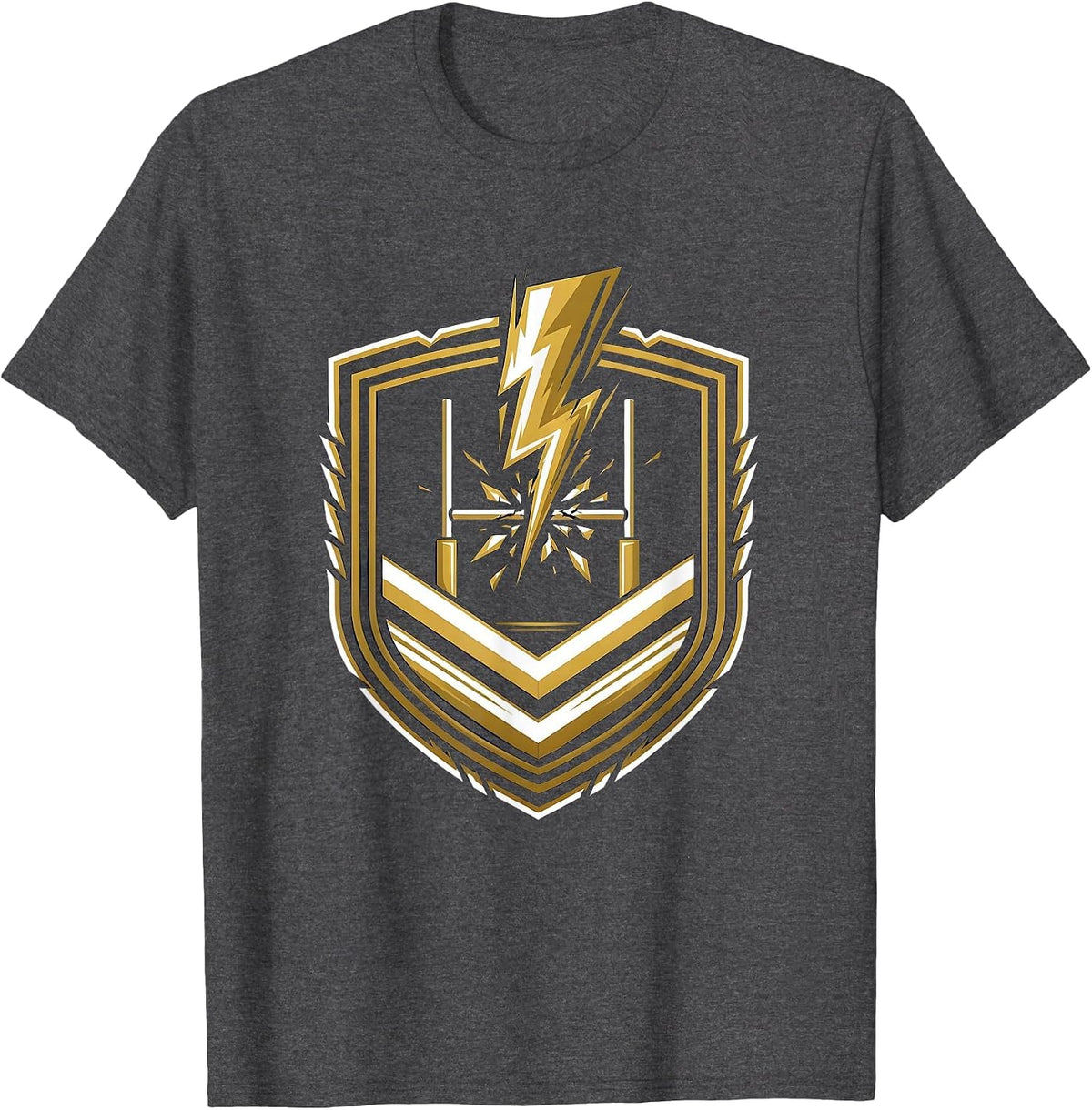 Lightning Strike Rugby Goalposts Graphic T-Shirt - Dark Heather Grey