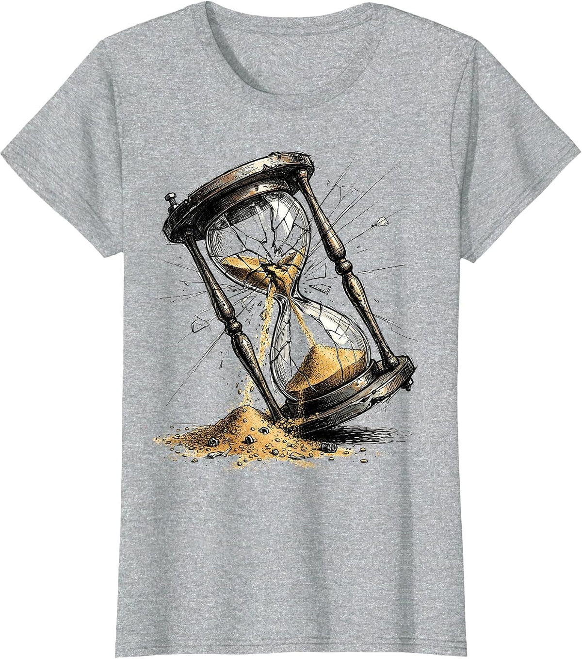 Labor Day Broken Hourglass Sarcastic Design T-Shirt - Heather Grey