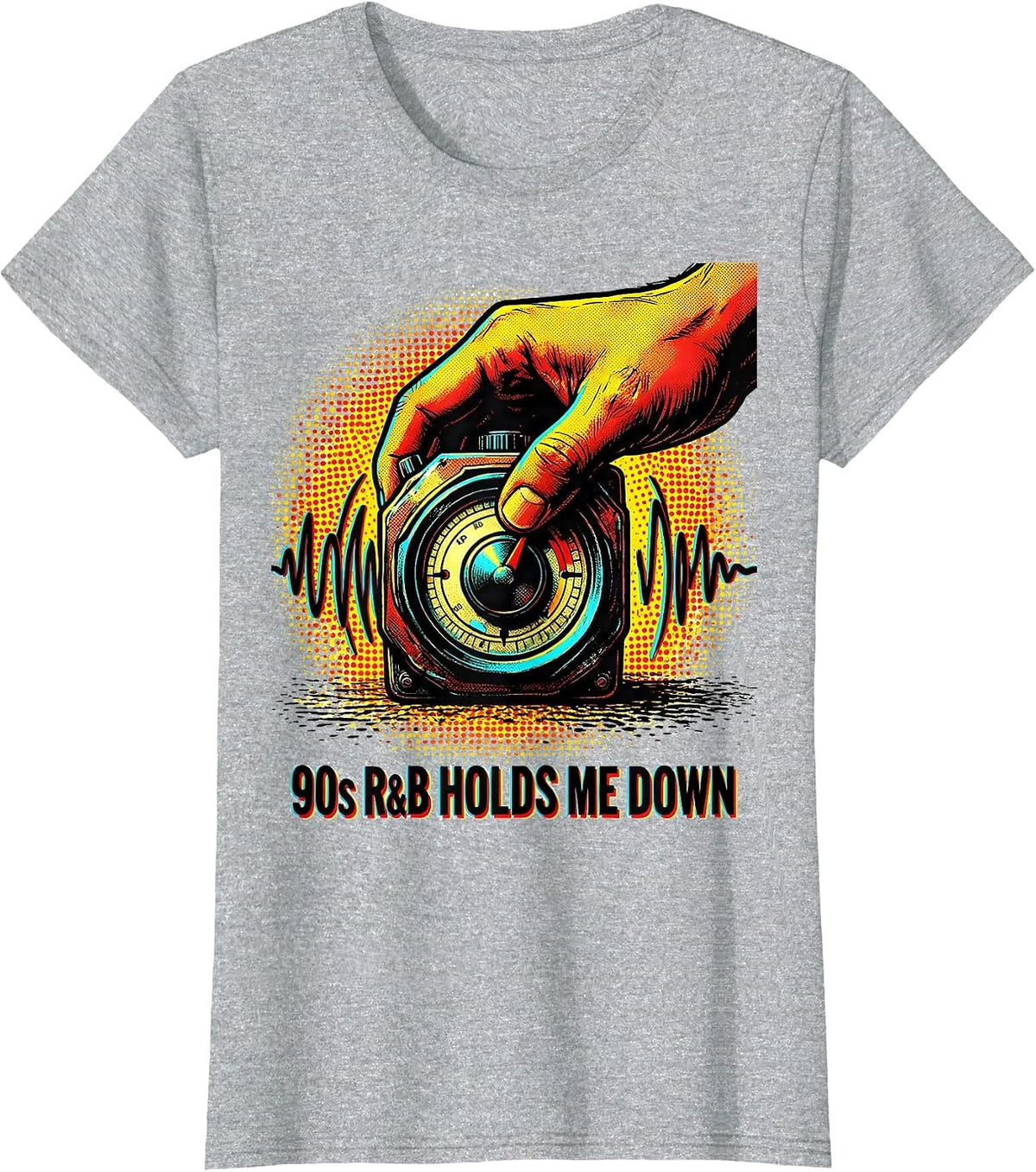 Women's 90s R&B Holds Me Down Pop Art Retro Music Fan T-Shirt - Heather Grey