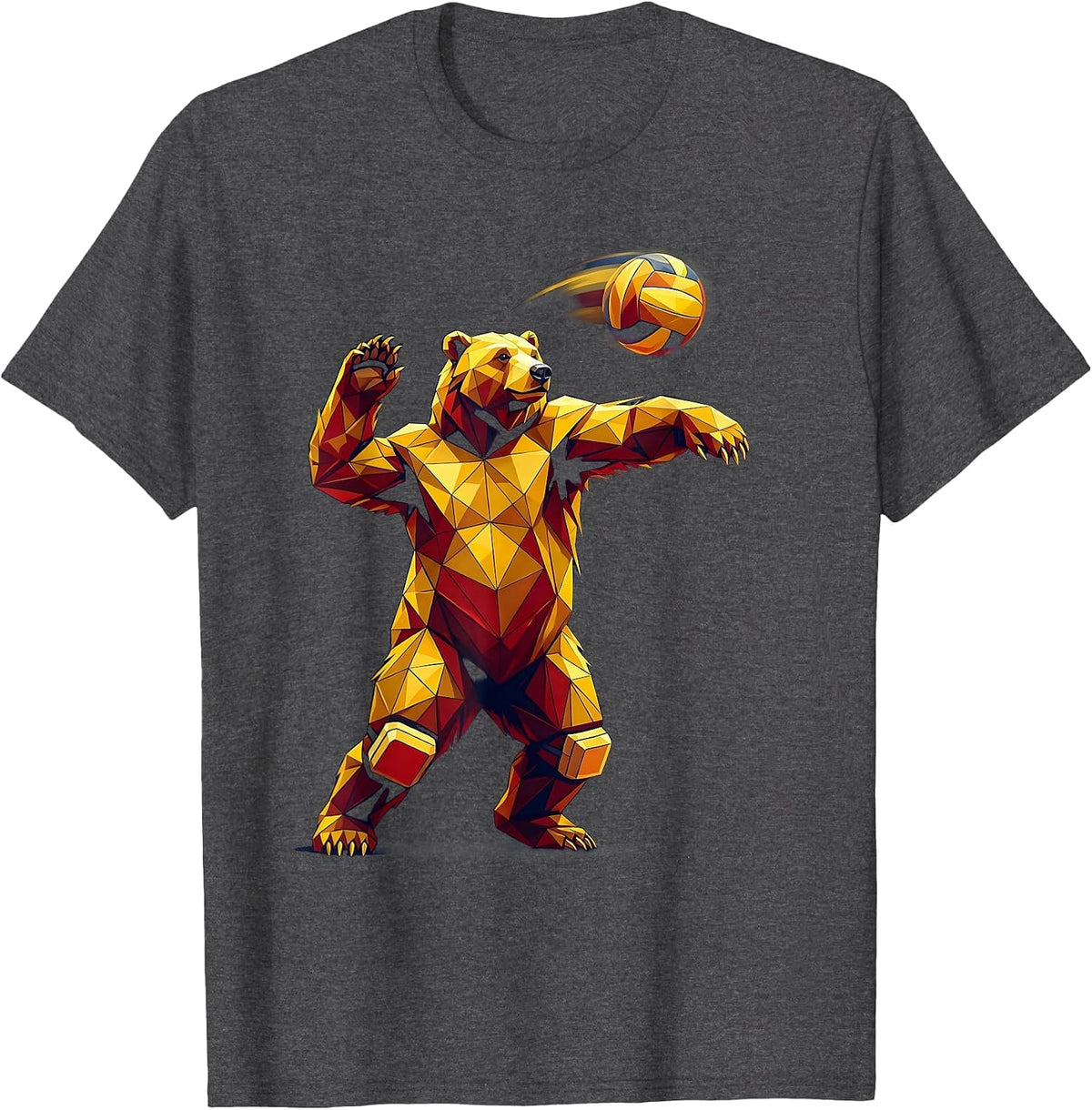 Men's Bear Volleyball Player Knee Pads Serve Graphic T-Shirt - Dark Heather Grey
