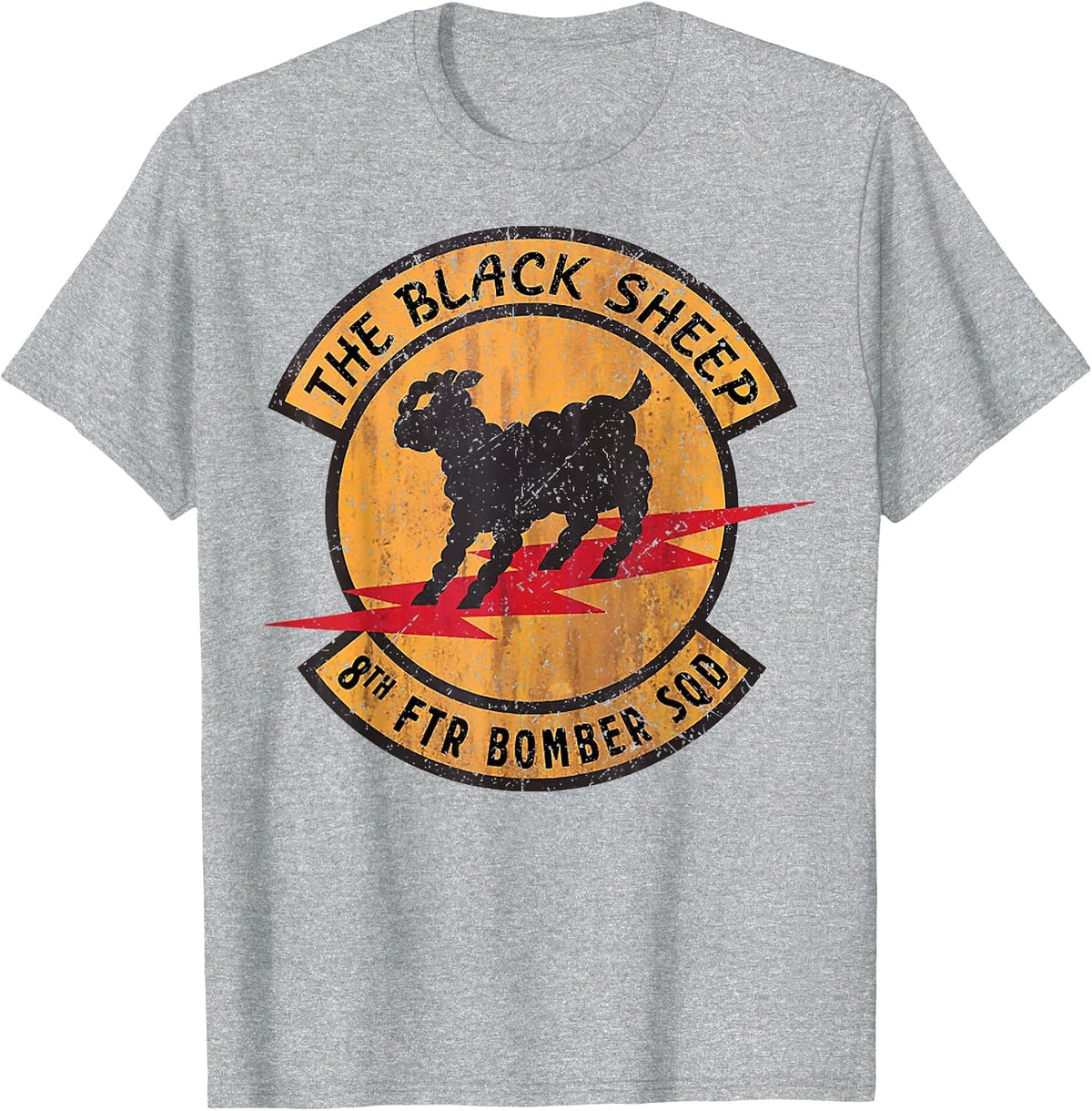 Vintage Black Sheep 8th FTR Bomber Squadron T-Shirt - Heather Grey