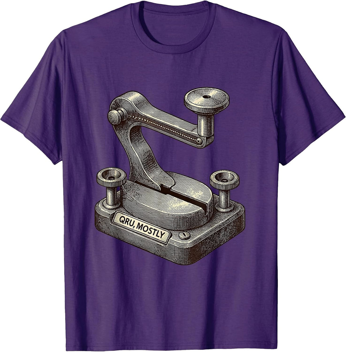 Men's QRU, Mostly Funny Ham Radio Operator Hobbyist Humor T-Shirt - Purple