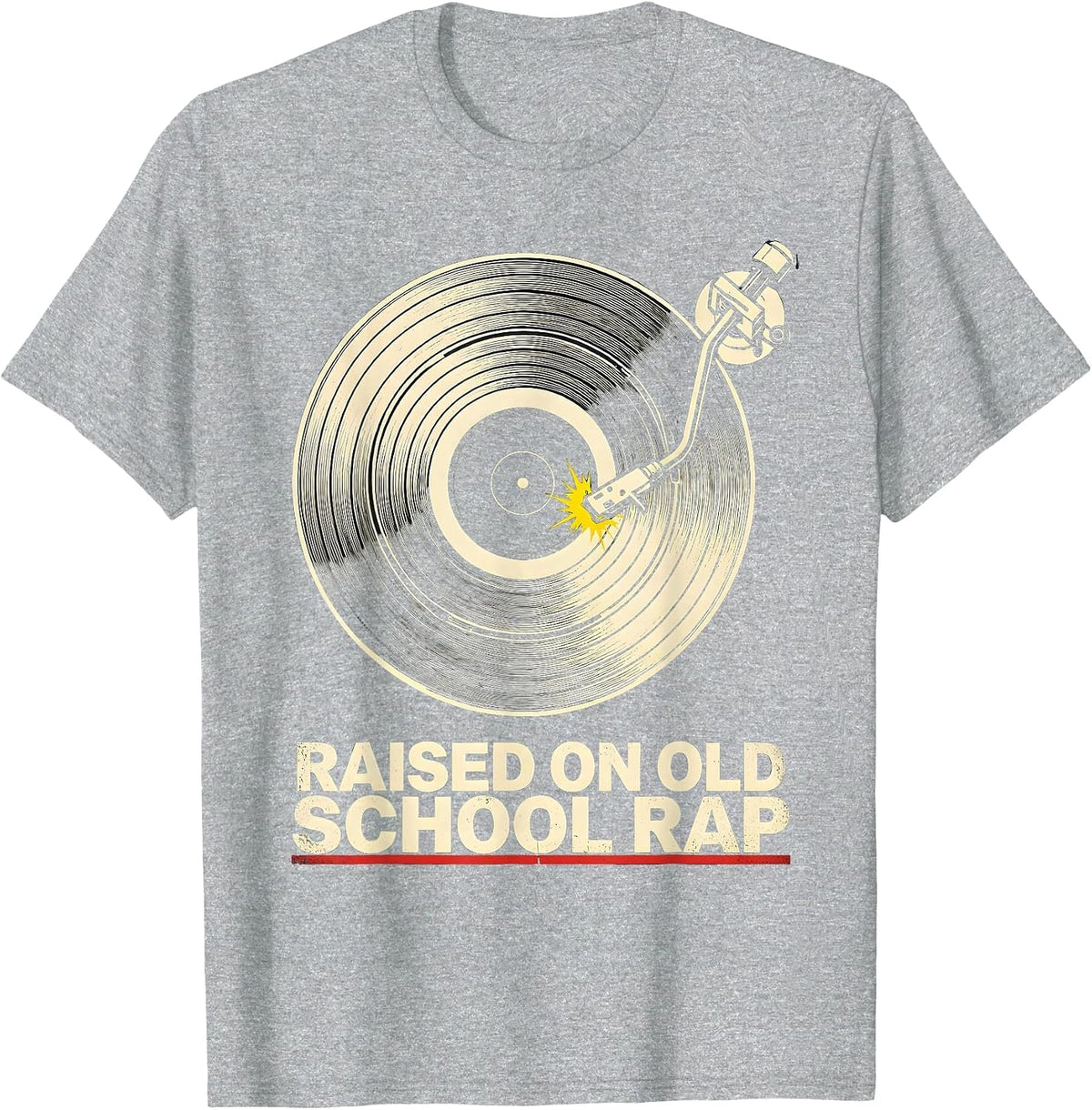 Men's Raised On Old School Rap Retro Hip Hop Nostalgia 80s 90s T-Shirt - Heather Grey