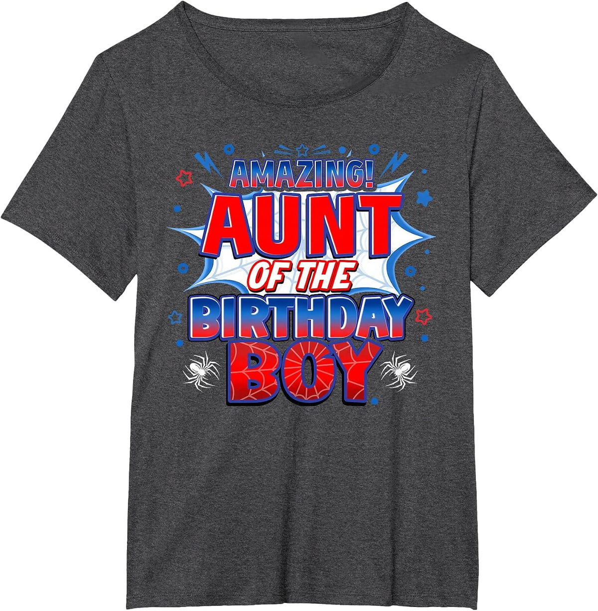 Aunt of the Birthday Boy Costume Spider Web Birthday Party T-Shirt - Dark Heather Grey