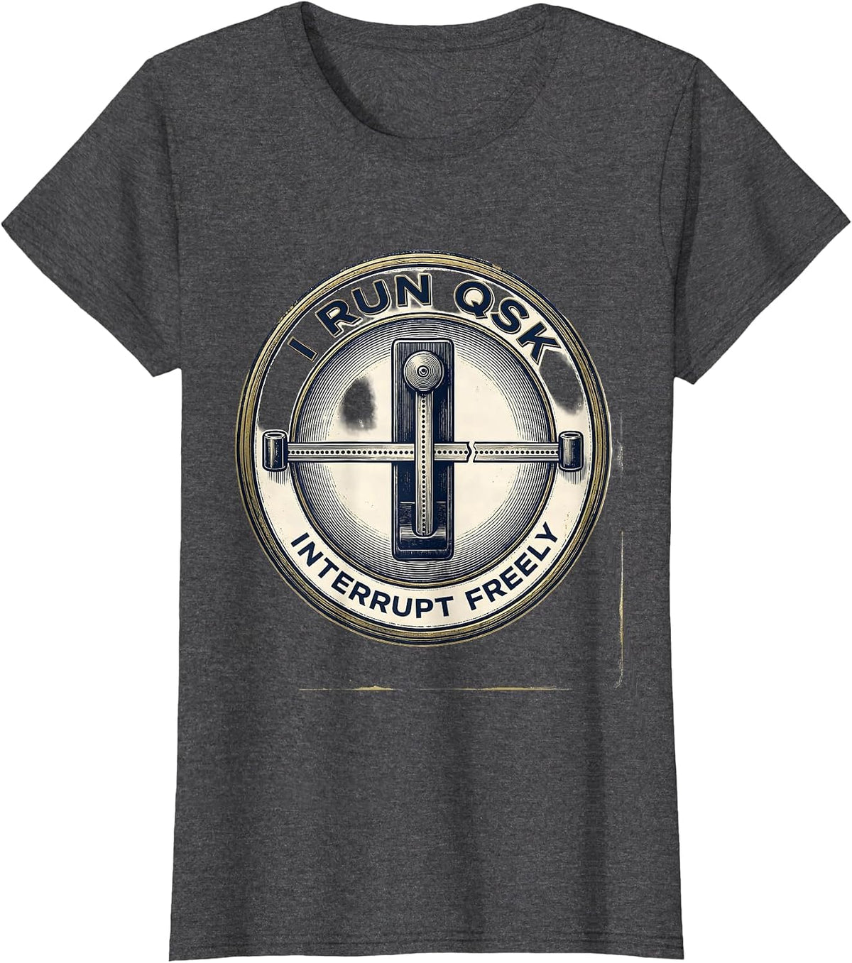 Women's I Run QSK, Interrupt Freely Funny Ham Radio Operator Humor T-Shirt - Dark Heather Grey