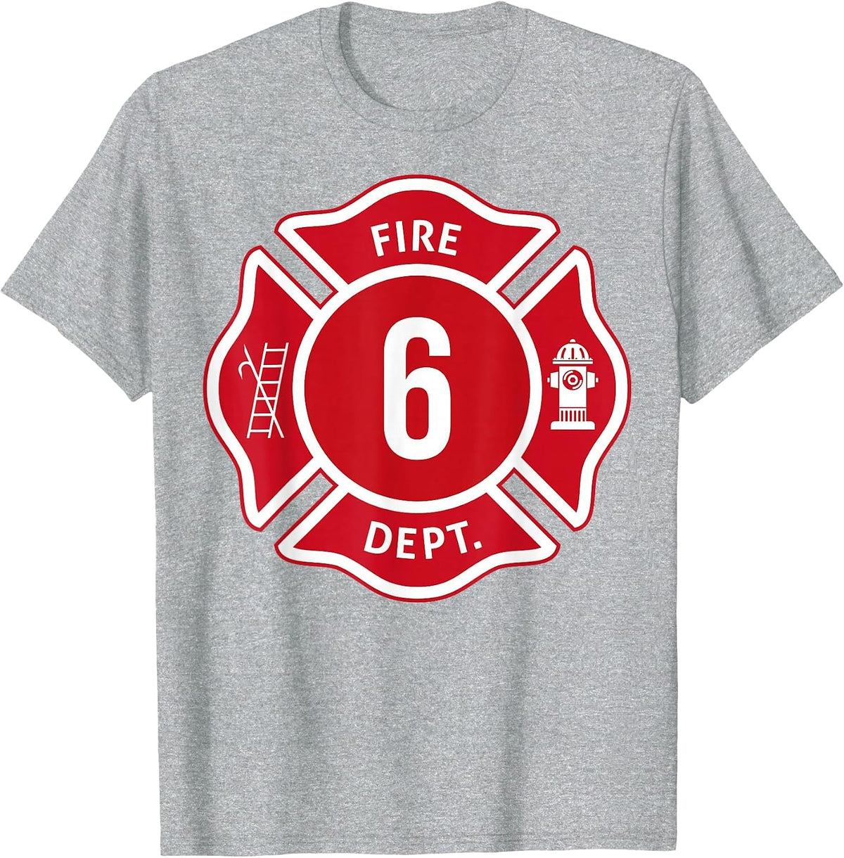 Kids Fire Truck 6th Birthday Boy Firefighter 6 Year Old T-Shirt - Heather Grey