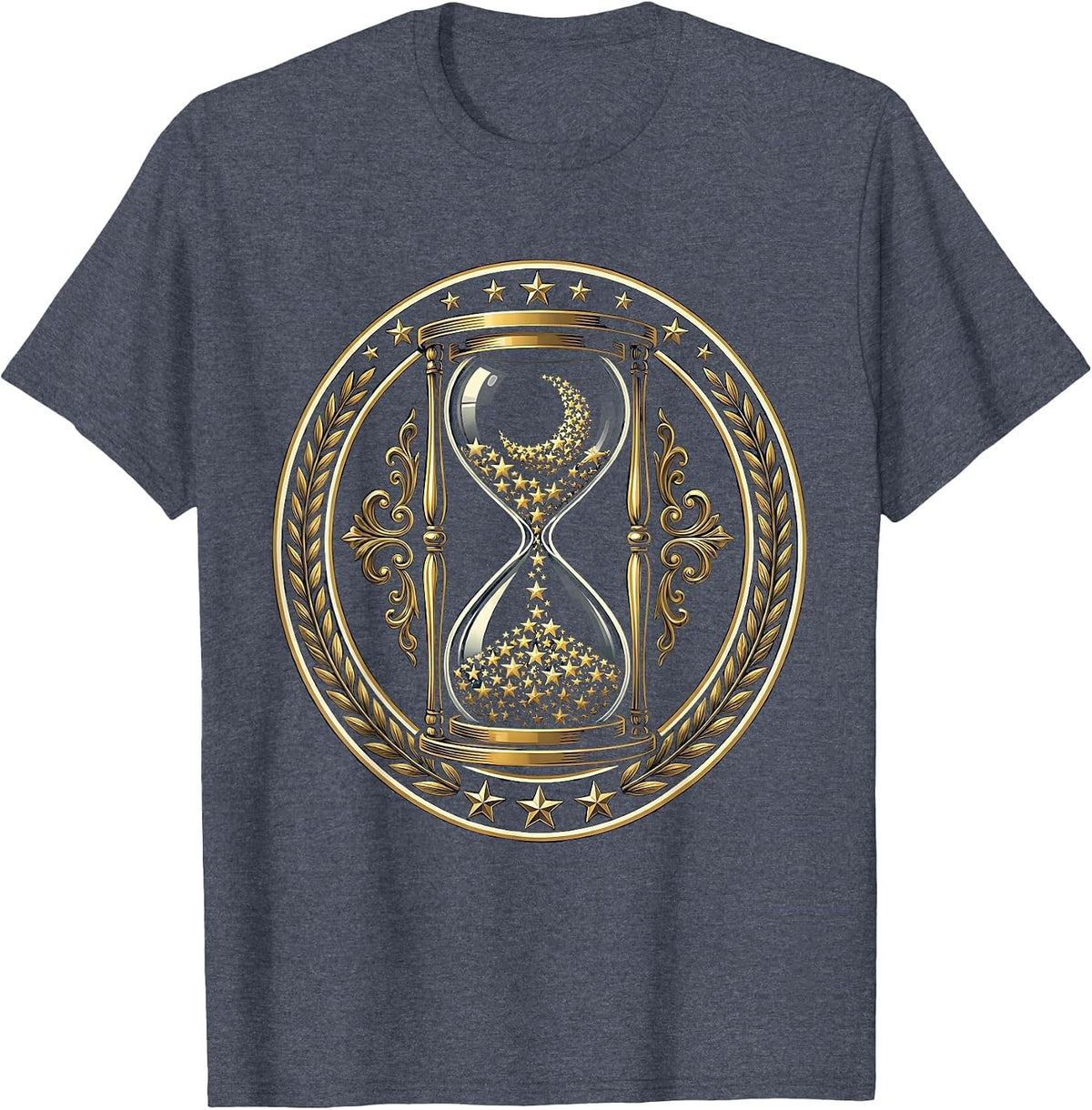 21st Birthday Hourglass Stars Celestial Design T-Shirt - Heather Blue