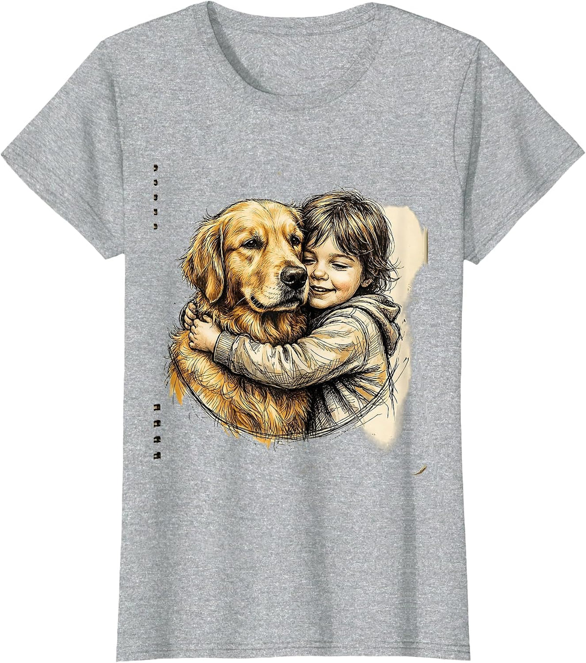 Women's Down Syndrome Awareness Child and Golden Retriever T-Shirt - Heather Grey