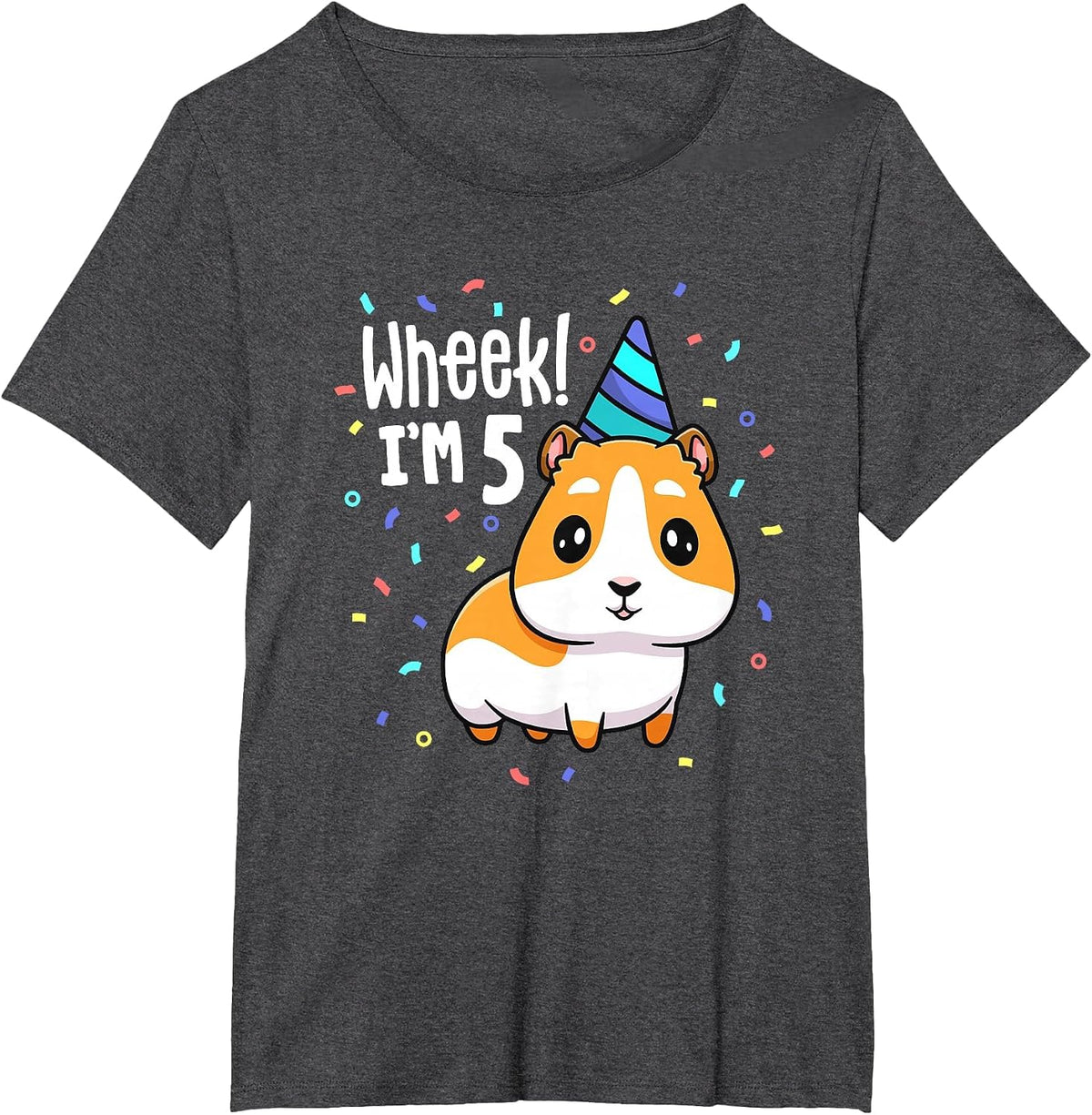 Guinea Pig Birthday Party Wheek Kids 5 Year Old 5th Outfit T-Shirt - Dark Heather Grey