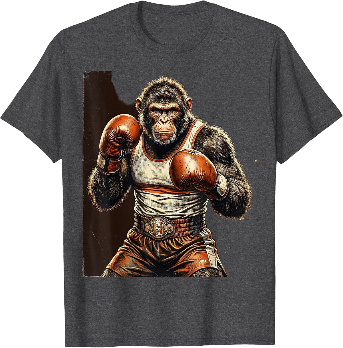 Monkey Boxing Gloves Fighter Graphic T-Shirt - Dark Heather Grey