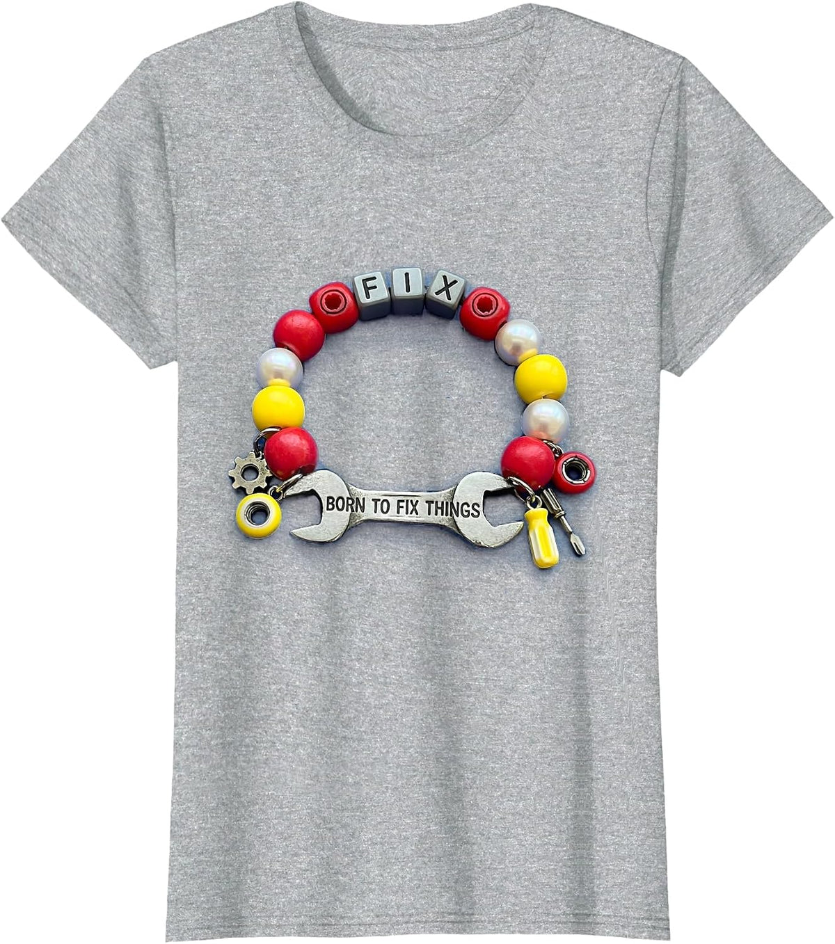 Women's Born to Fix Things Mechanic Graphic Design T-Shirt - Heather Grey