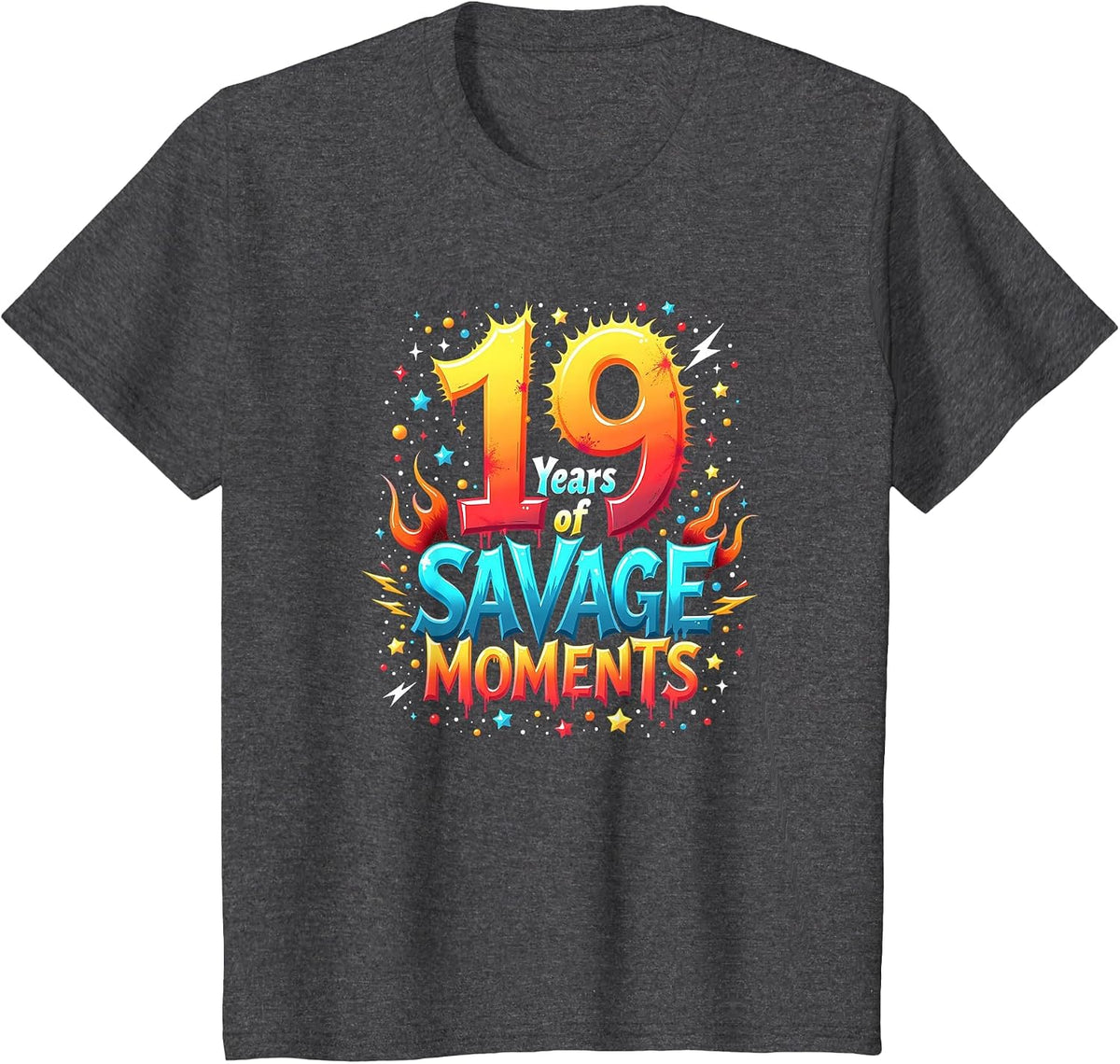21 Year Old Gifts 19 Years of Savage Moments 21st Birthday Gift Celebration T-Shirt - Dark Heather Grey
