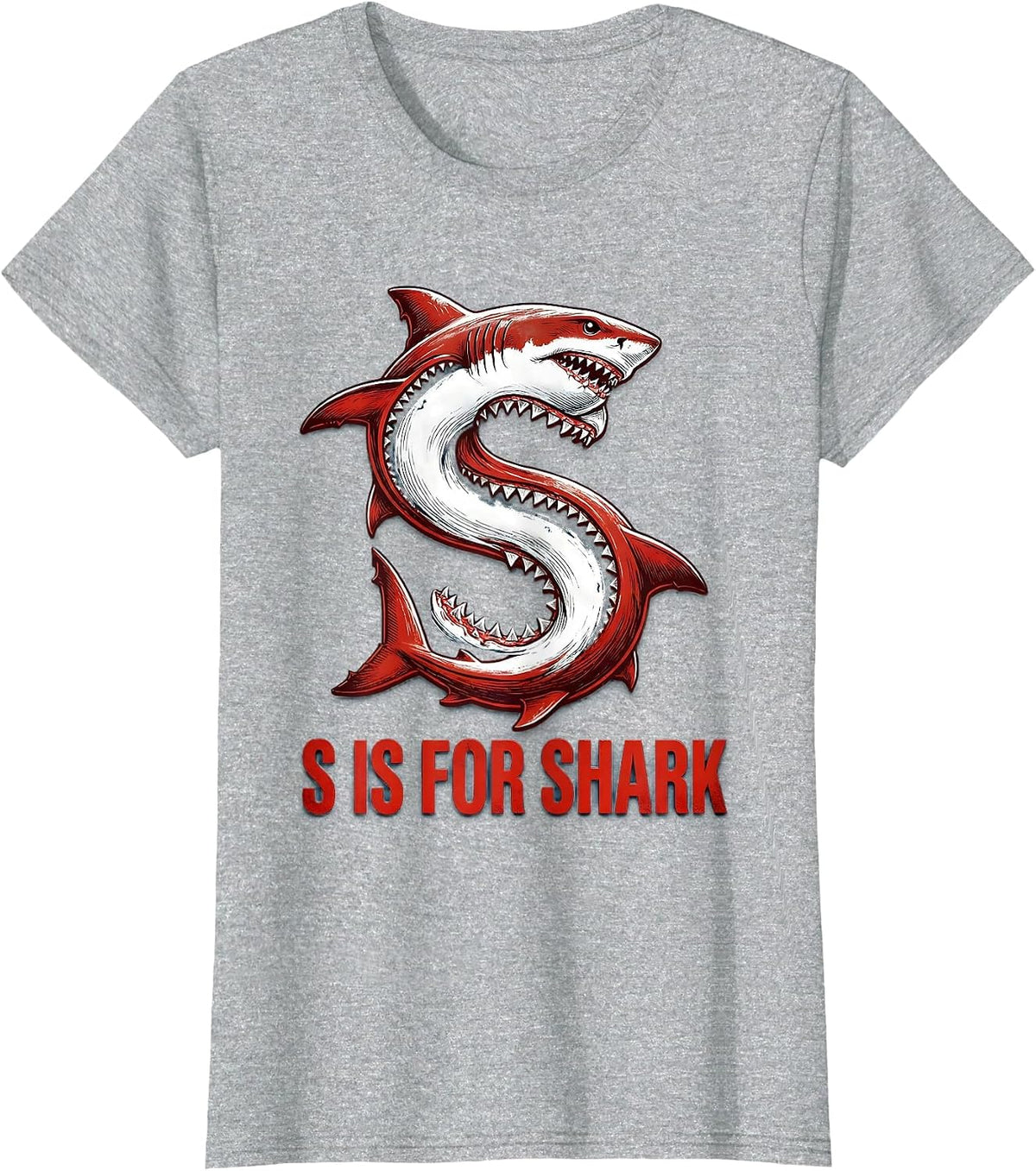 S Is For Shark Educational Alphabet Learning Kids Letters T-Shirt - Heather Grey