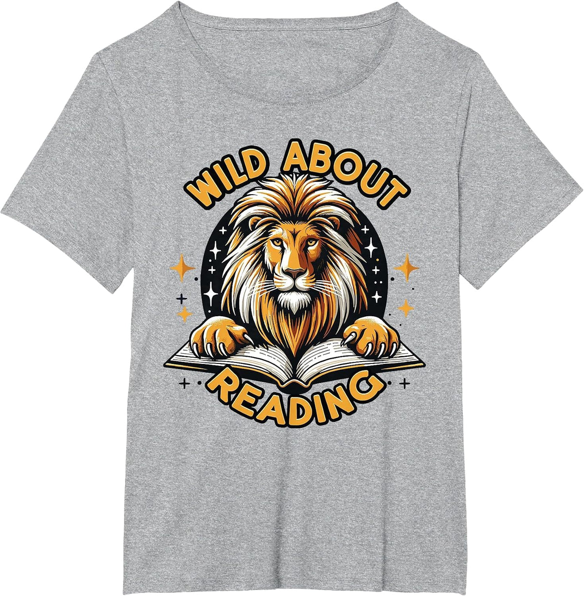 Wild About Reading Lion Design for Teachers & Students T-Shirt - Heather Grey
