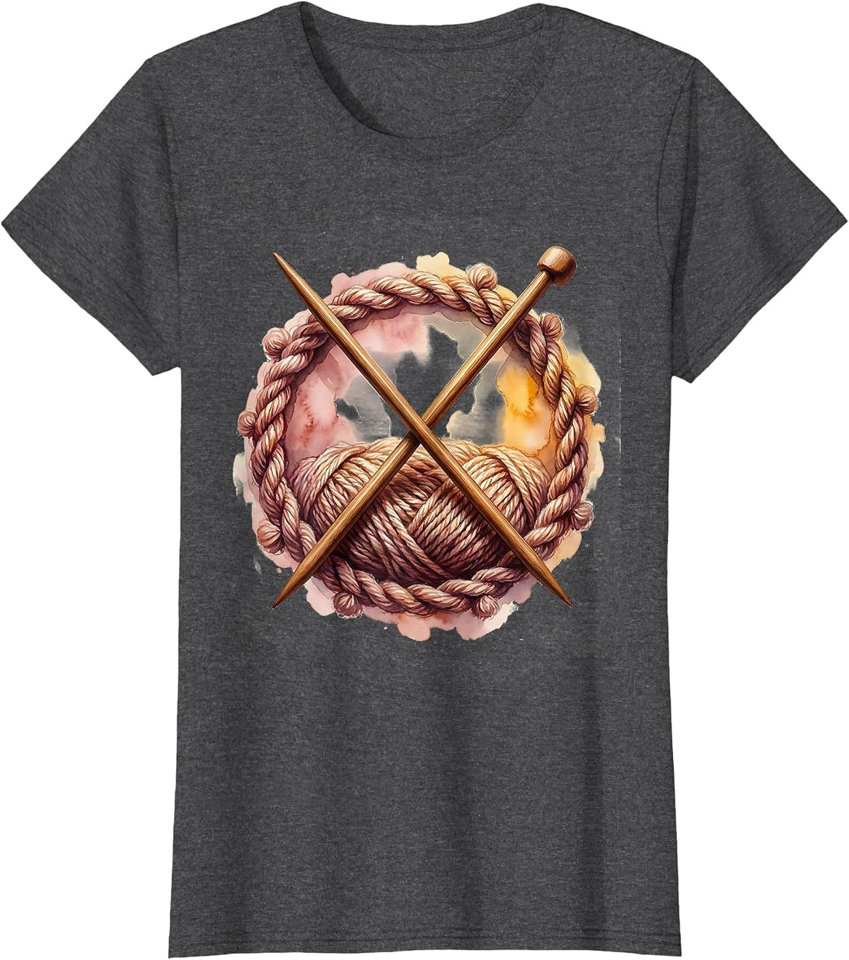 Women's Knitting Needles Crossed Swords Grandma Design T-Shirt - Dark Heather Grey