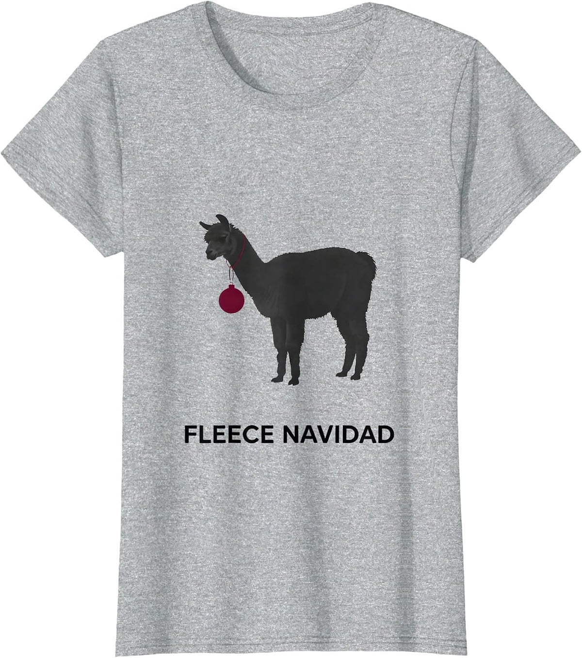 Women's Llama Slouch Funny Christmas Pun Fleece Navidad Gift T-Shirt - Heather Grey
