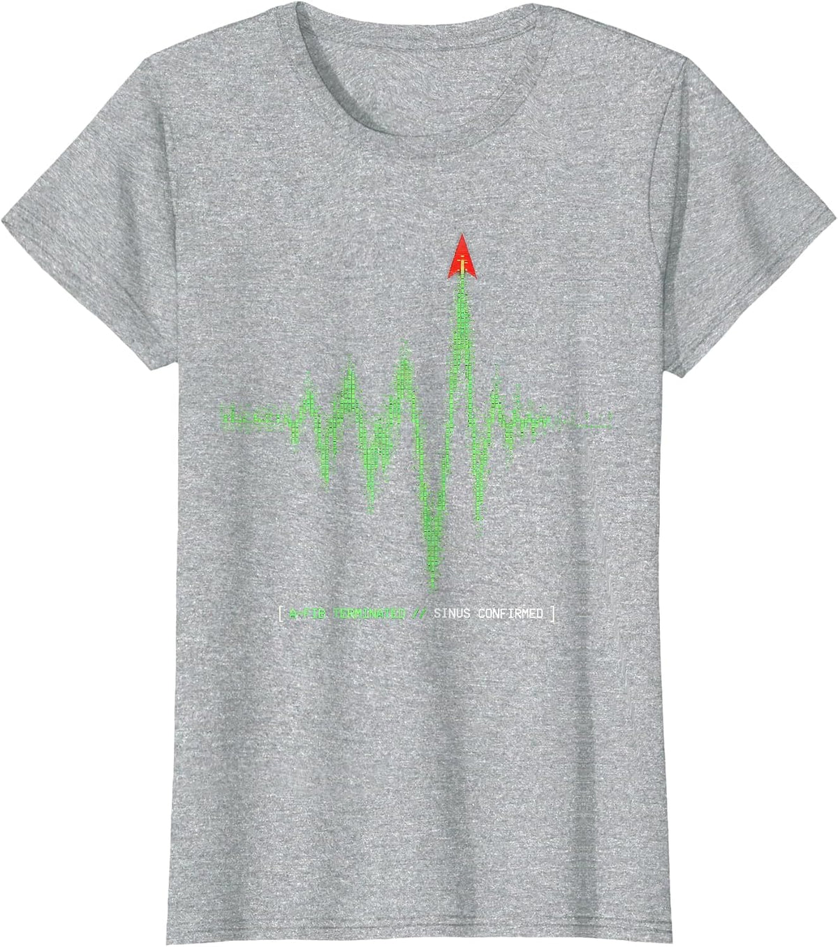 A-FIB TERMINATED // SINUS CONFIRMED Funny Cardiology Cardiac T-Shirt - Heather Grey