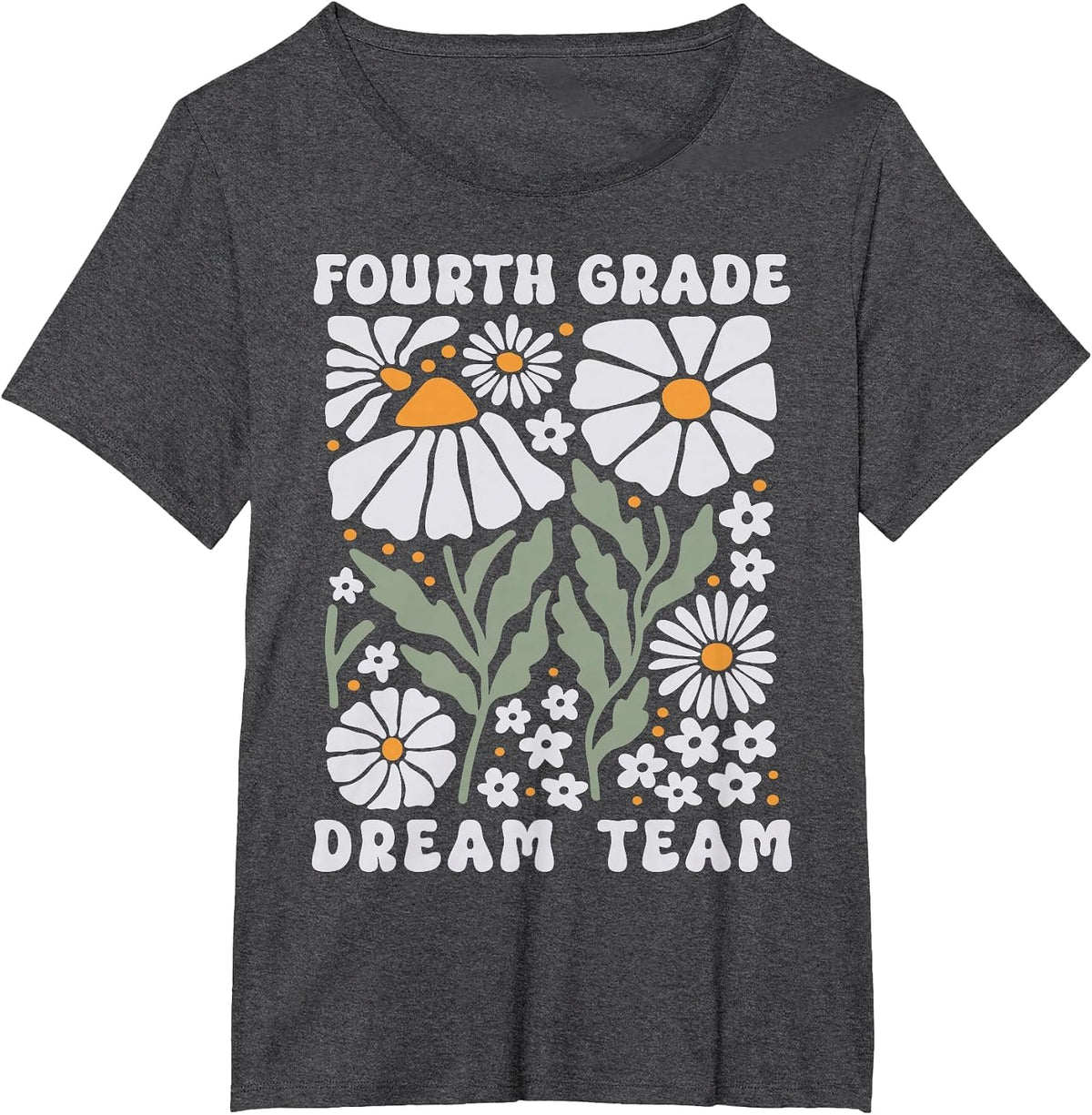 Fourth Grade Dream Team Back to School Boho Flower 4th Grade T-Shirt - Dark Heather Grey