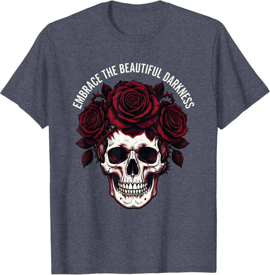 Embrace the Beautiful Darkness Goth Design T-Shirt - Heather Blue