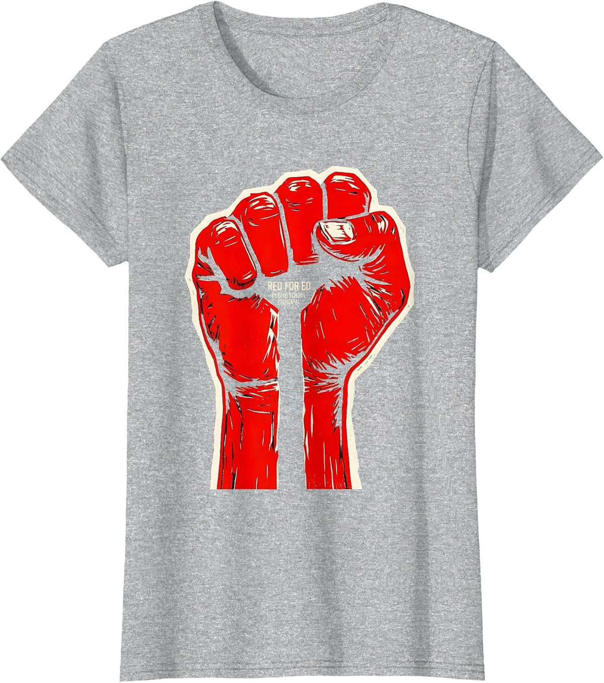 Women's Red For Ed Public School Principal Teacher Advocacy T-Shirt - Heather Grey