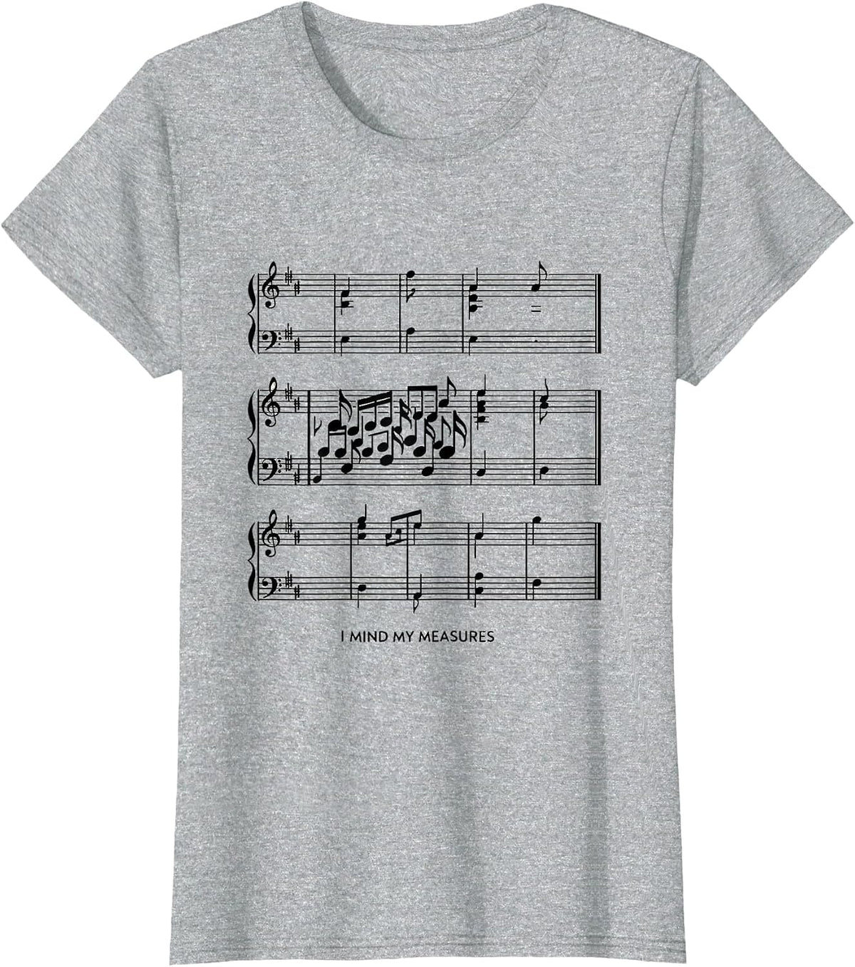 Women's I Mind My Measures Funny Musician Band Member Music Teacher T-Shirt - Heather Grey