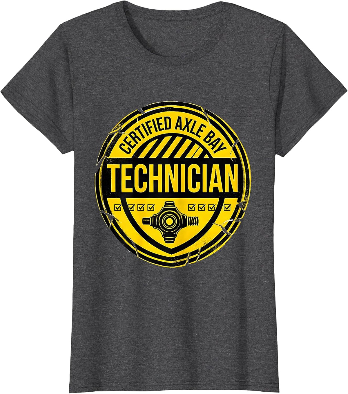 Women's Certified Axle Bay Technician Funny Car Guy Mechanic Humor T-Shirt - Dark Heather Grey