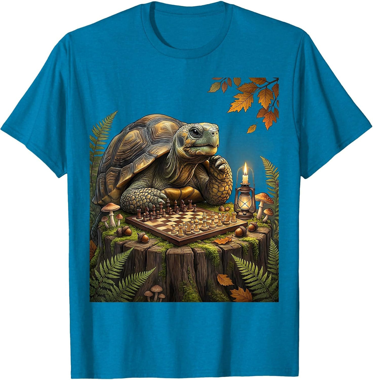 Elder Chess Player Solo Game Illustration T-Shirt - Sapphire Blue